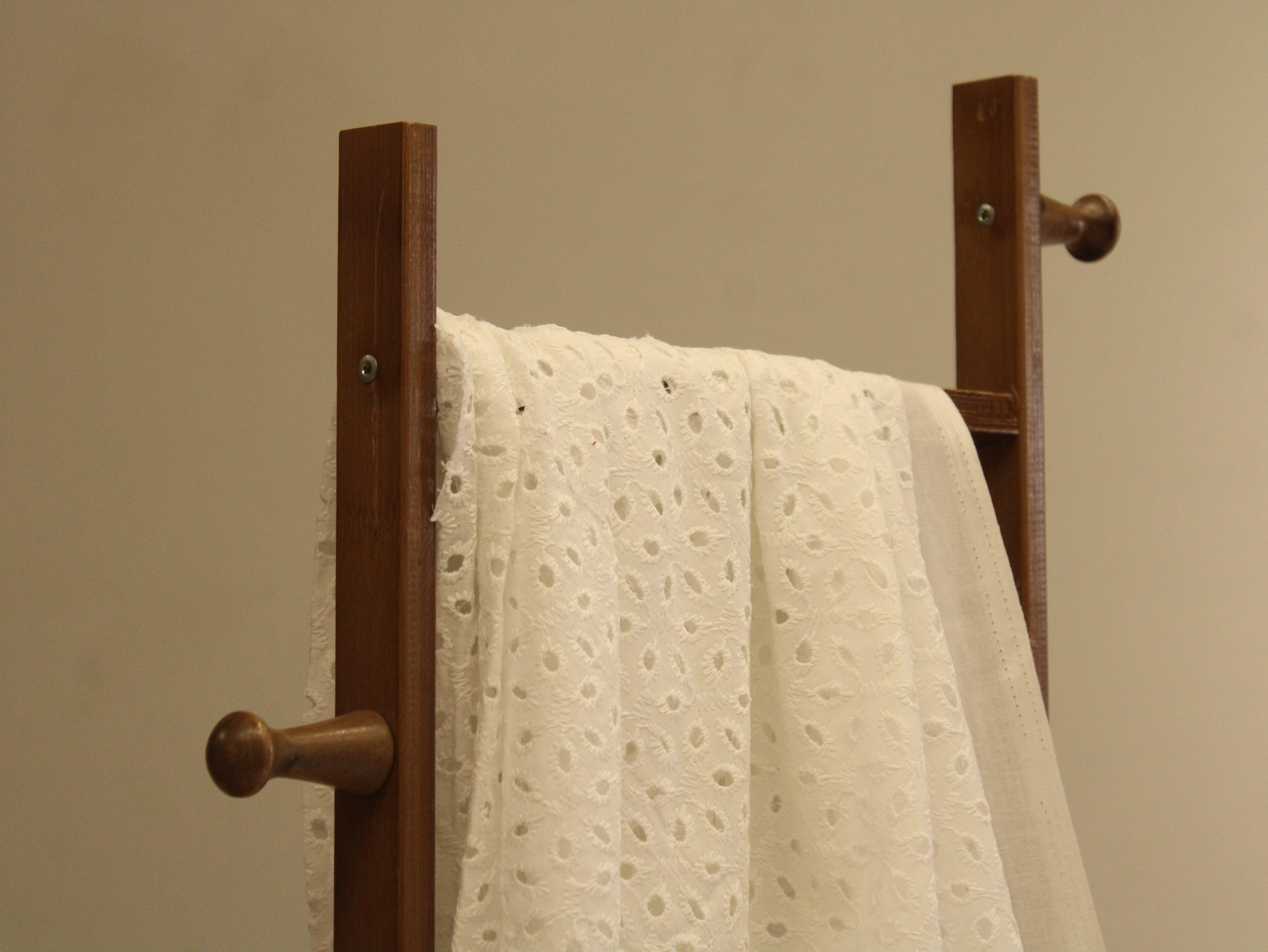 Cotton Cutwork Hakoba Fabric - White