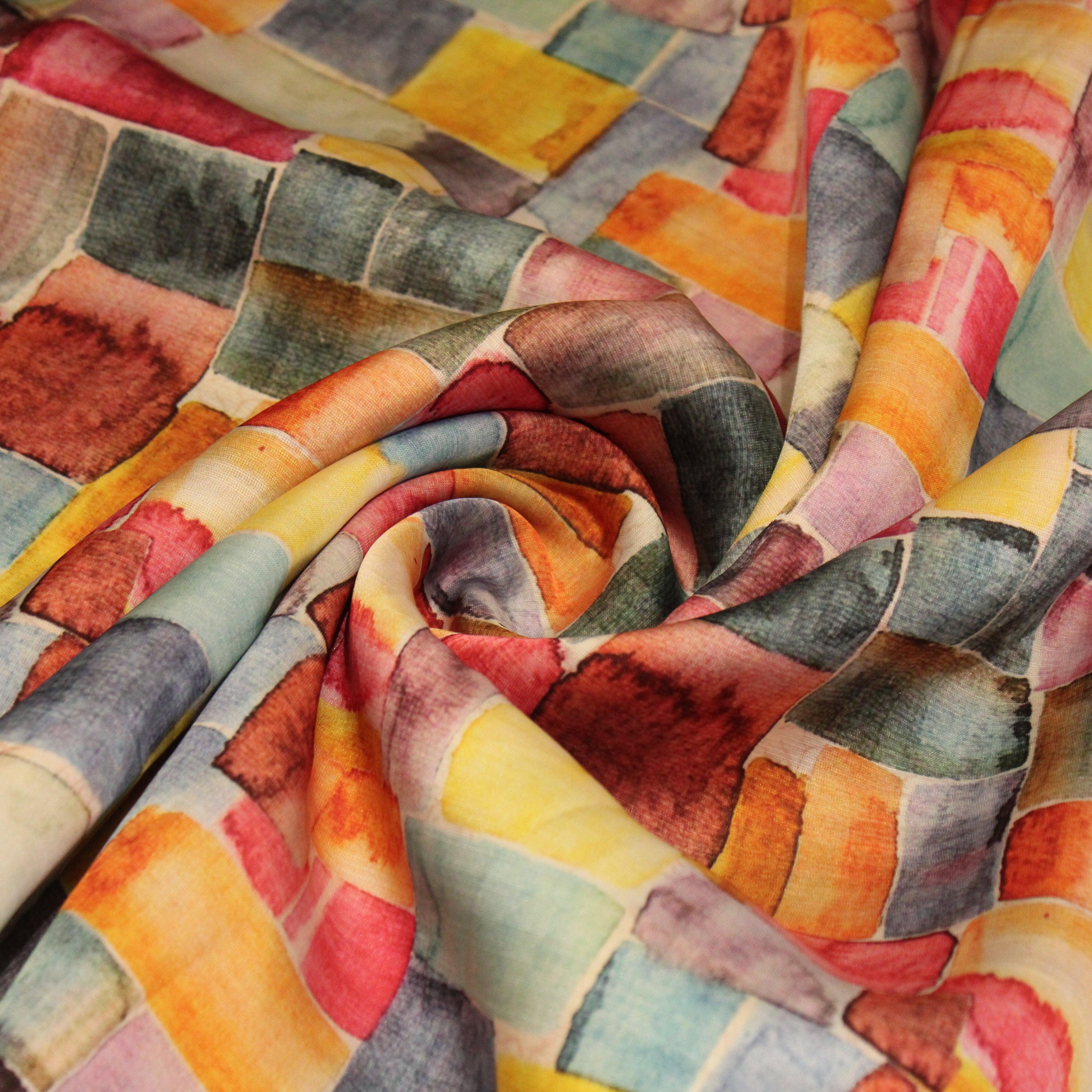 Digital Dusk - Slub Linen Silk Fabric