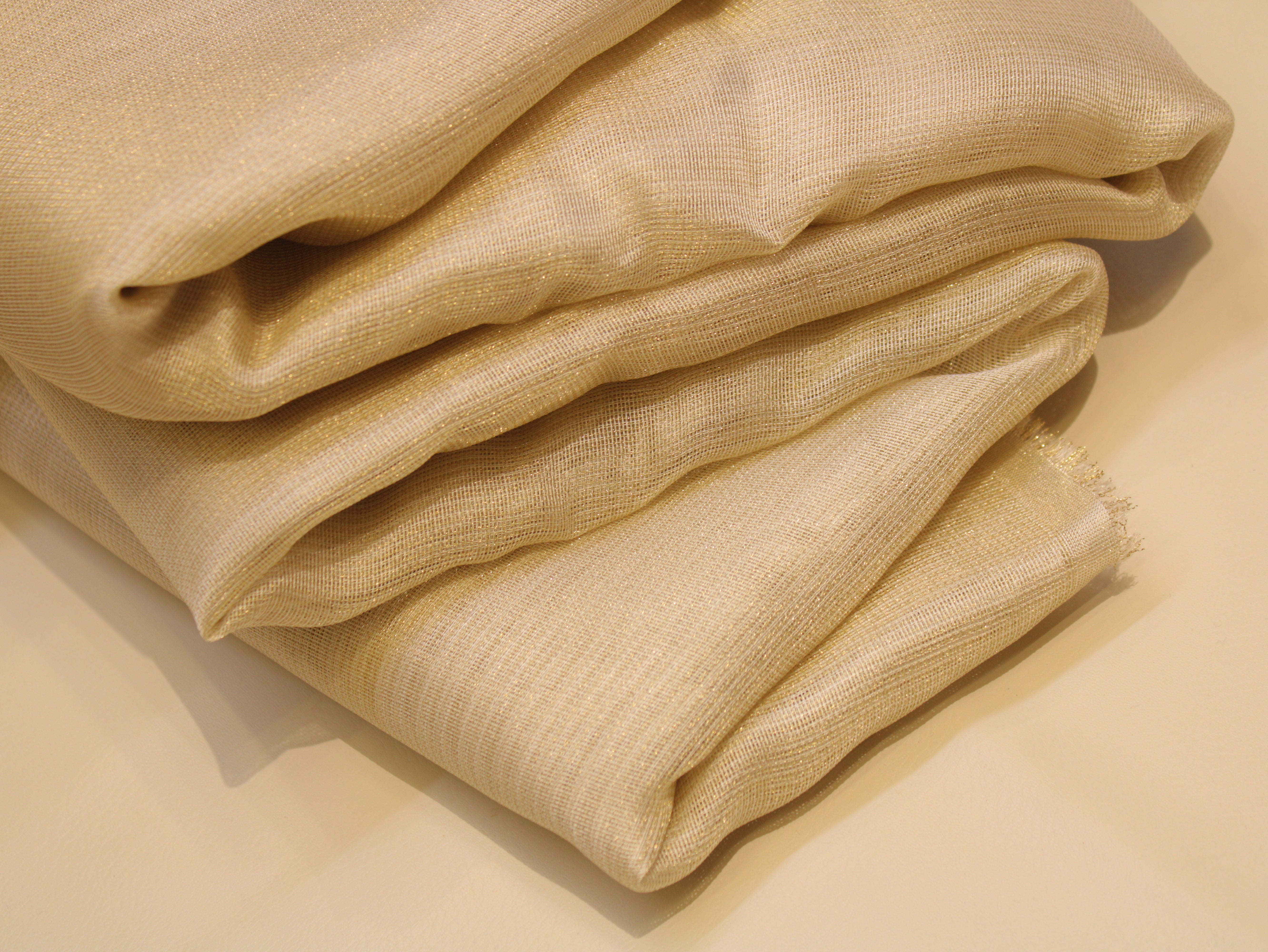 Plain Metallic Tissue Fabric with Jute Texture