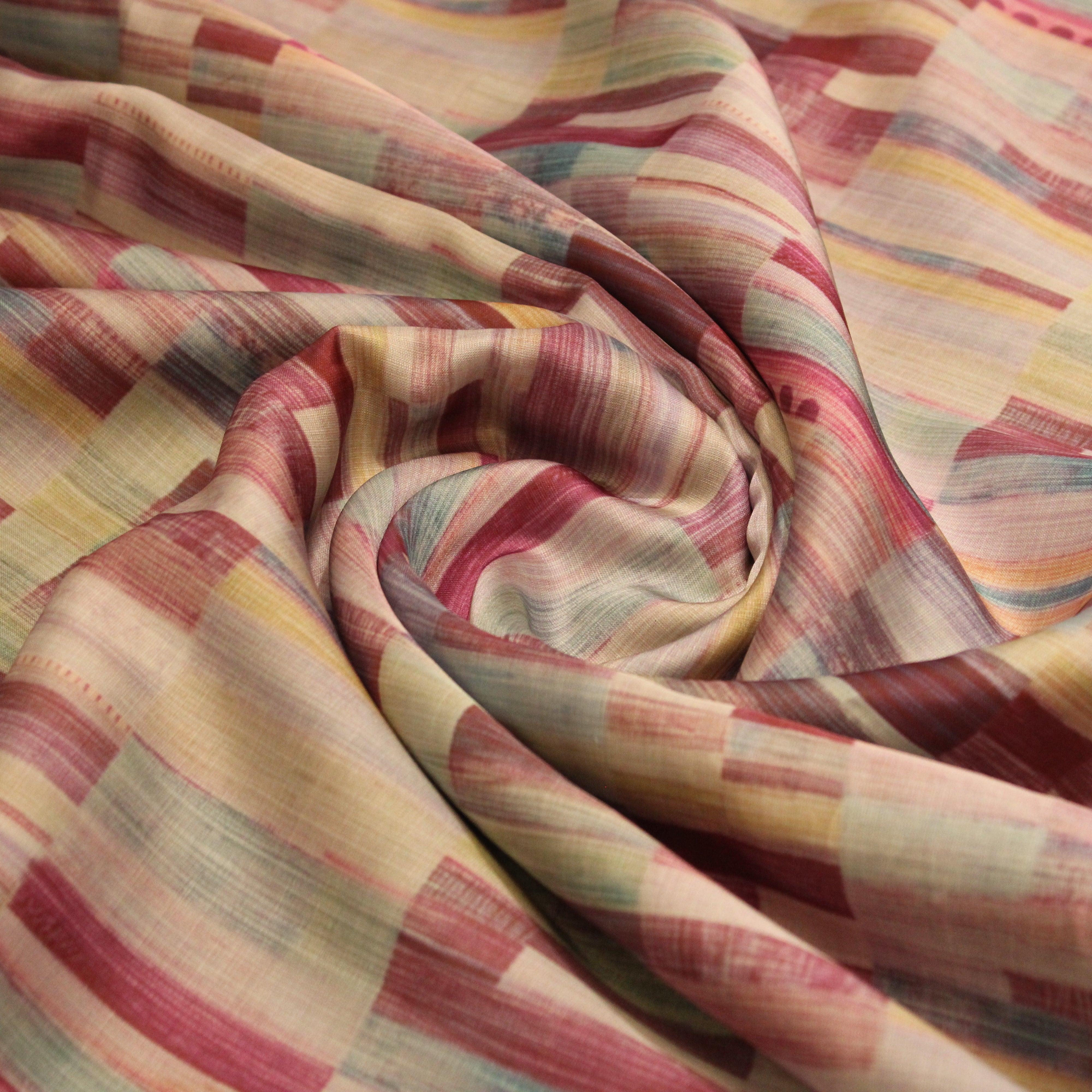 Digital Dusk - Slub Linen Silk Fabric