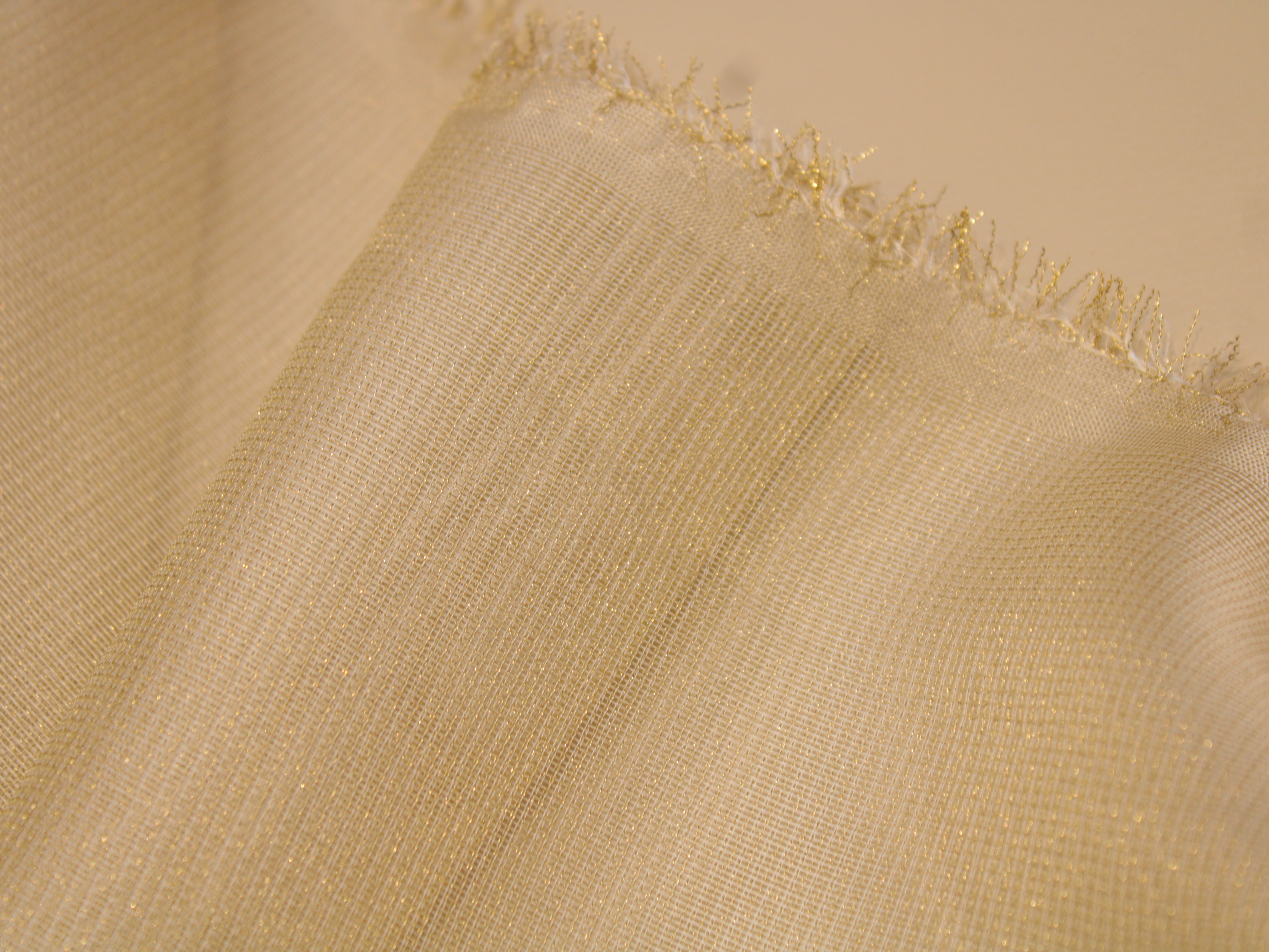 Plain Metallic Tissue Fabric with Jute Texture