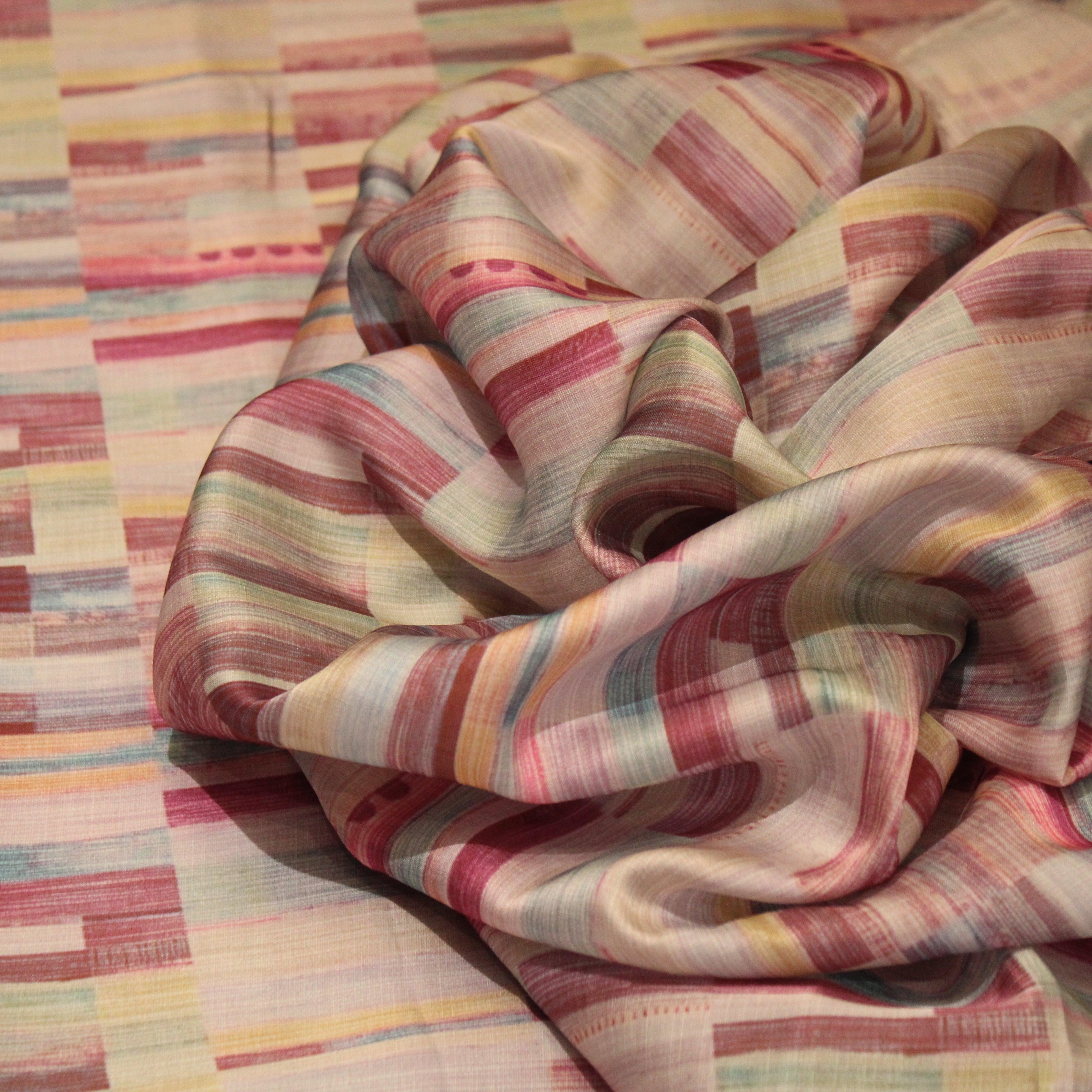 Digital Dusk - Slub Linen Silk Fabric - M'Foks