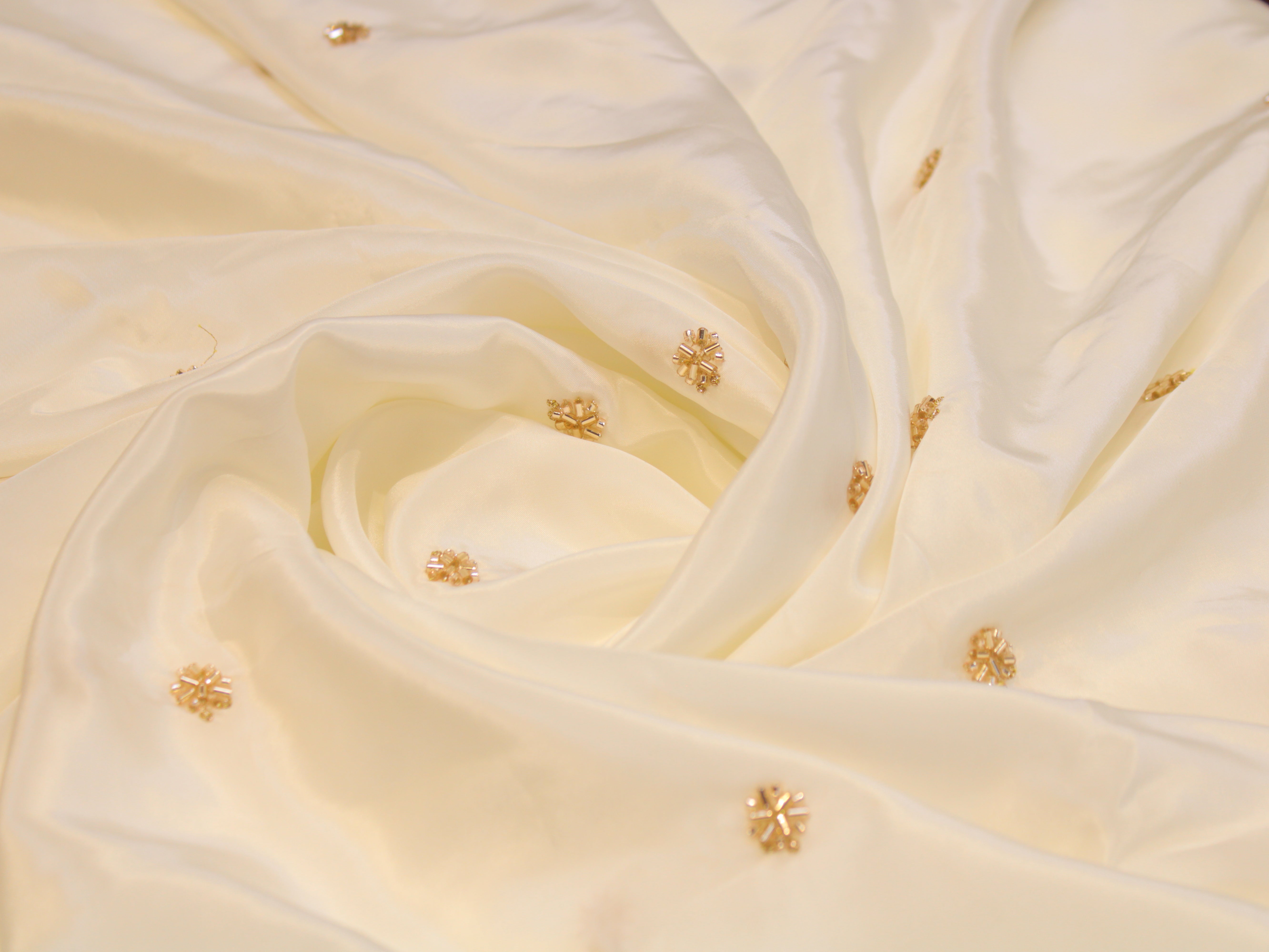 Dyeable Pure Natural Crepe Fabric with Beads Work