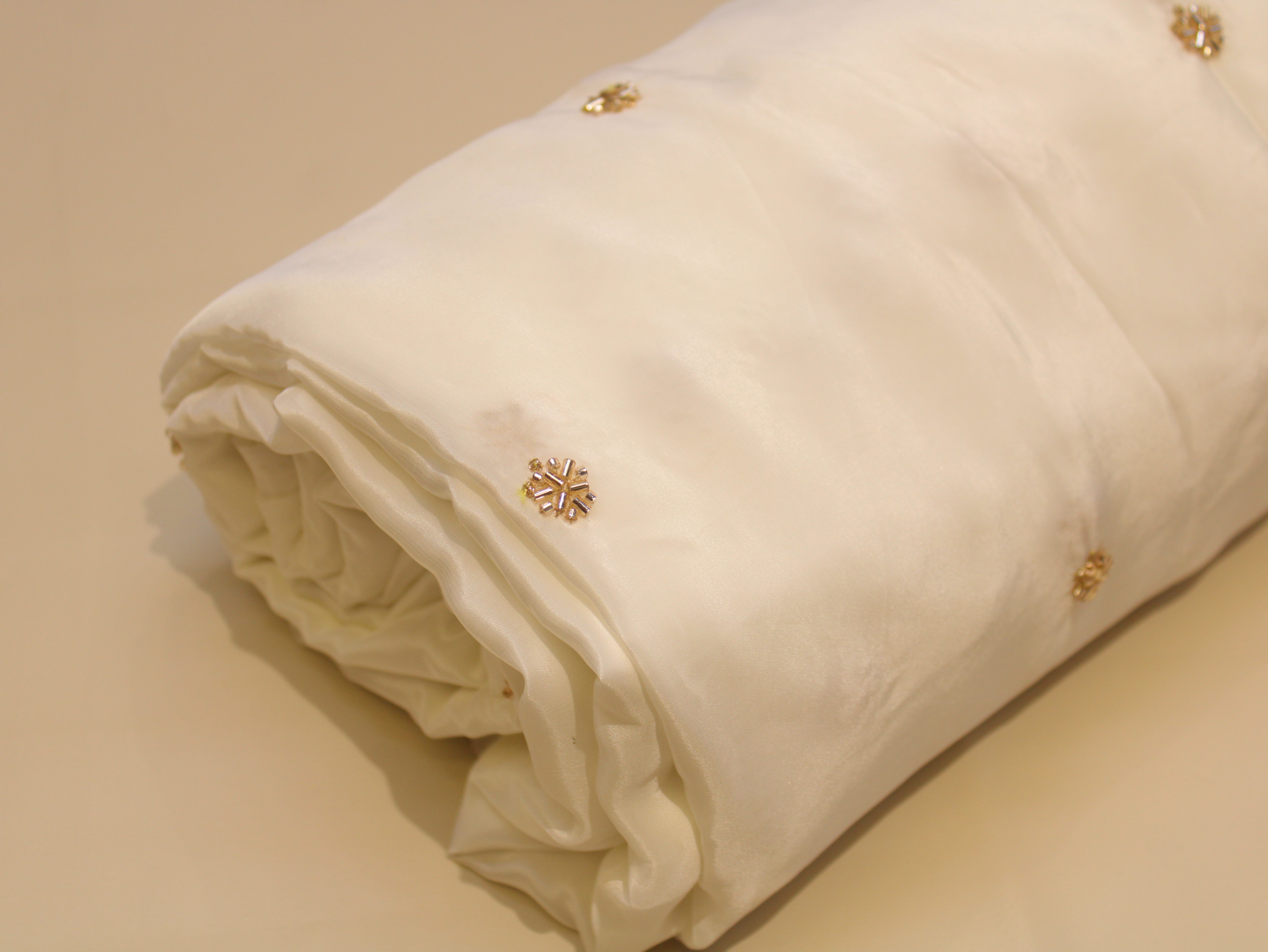 Dyeable Pure Natural Crepe Fabric with Beads Work