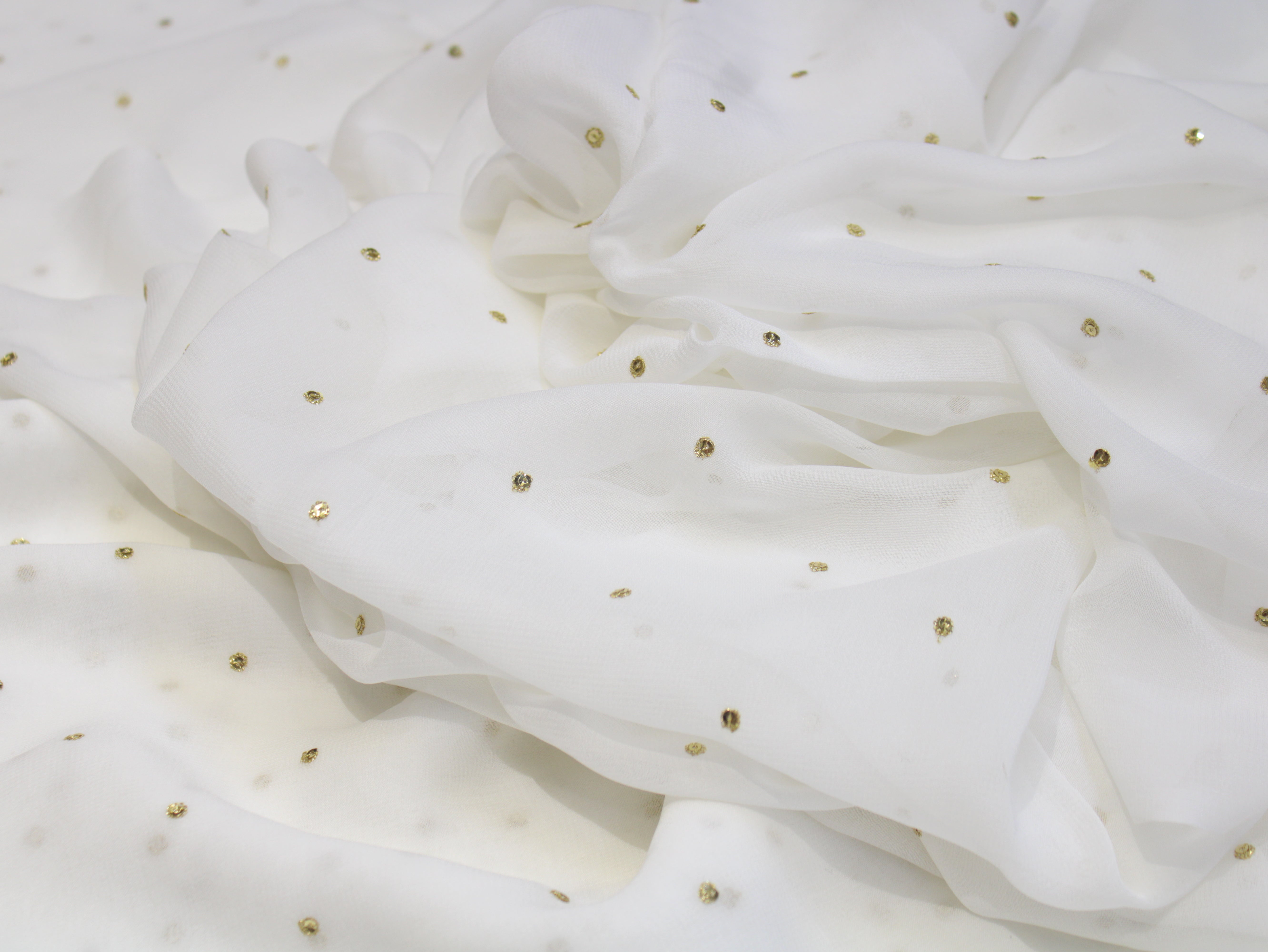 Dyeable Bemberg Georgette Fabric with Sequin Buti Work