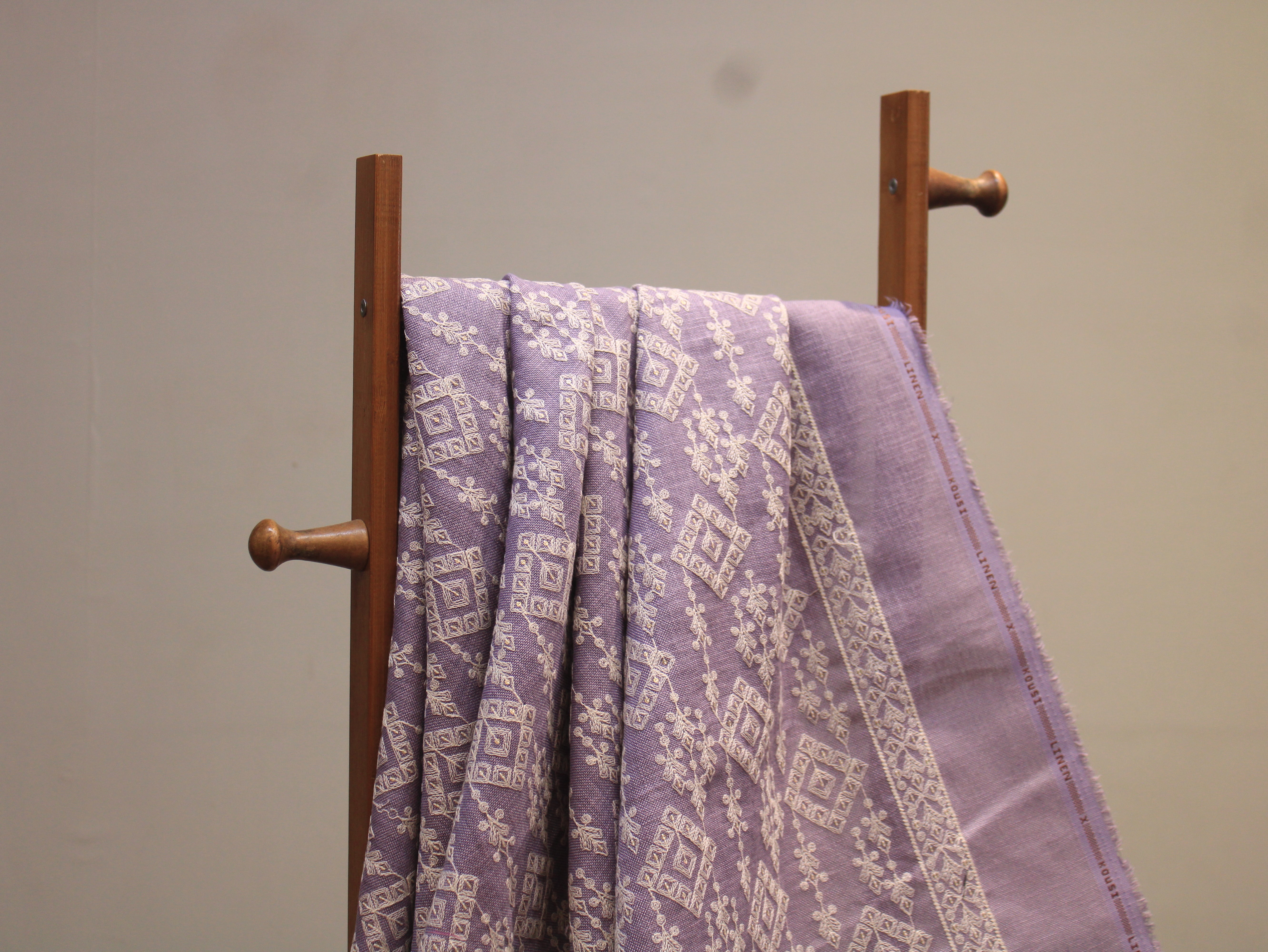 Pure Cotton Linen Thread Embroidery Fabric - Purple