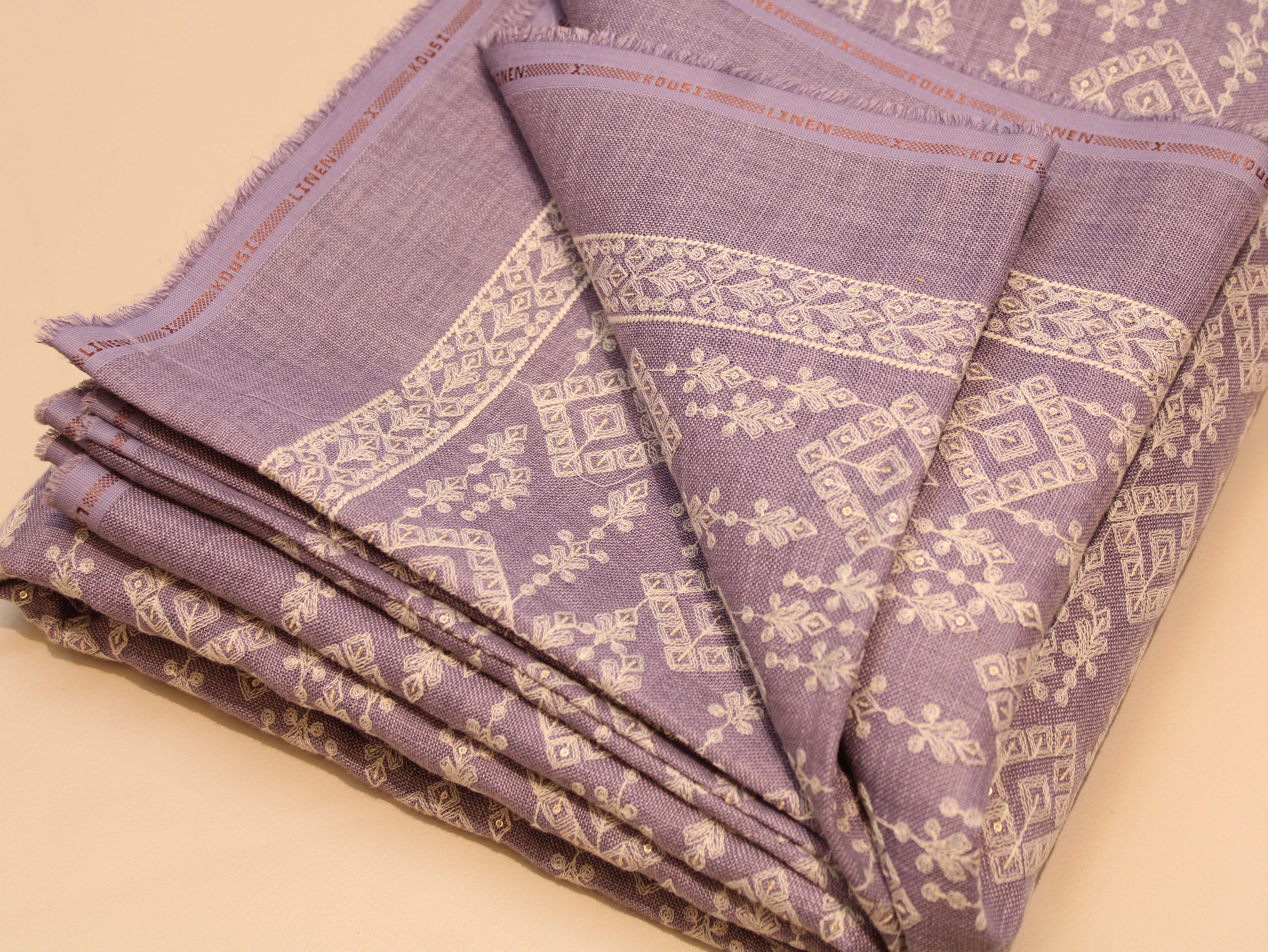 Pure Cotton Linen Thread Embroidery Fabric - Purple