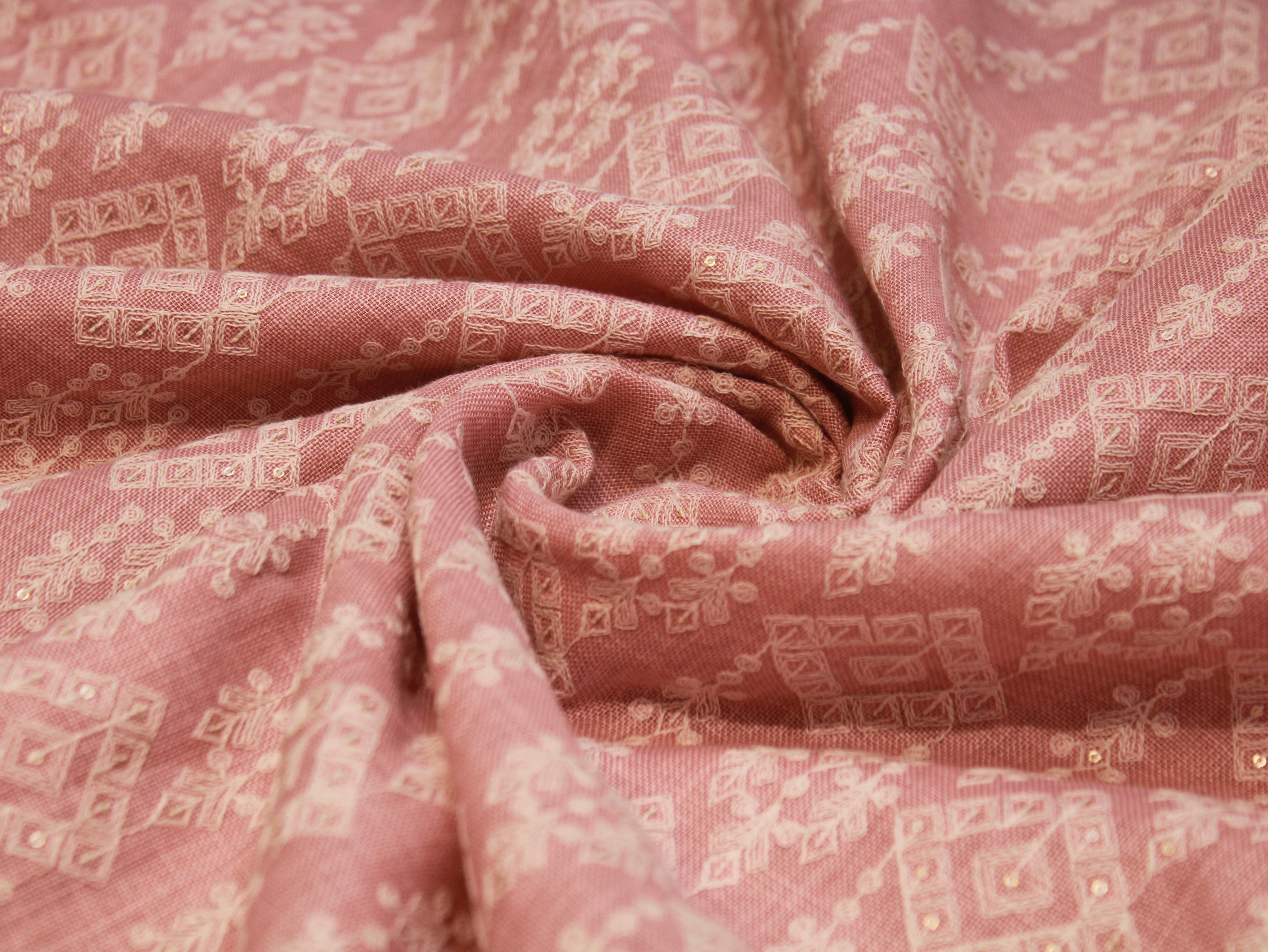 Pure Cotton Linen Thread Embroidery Fabric - Peach