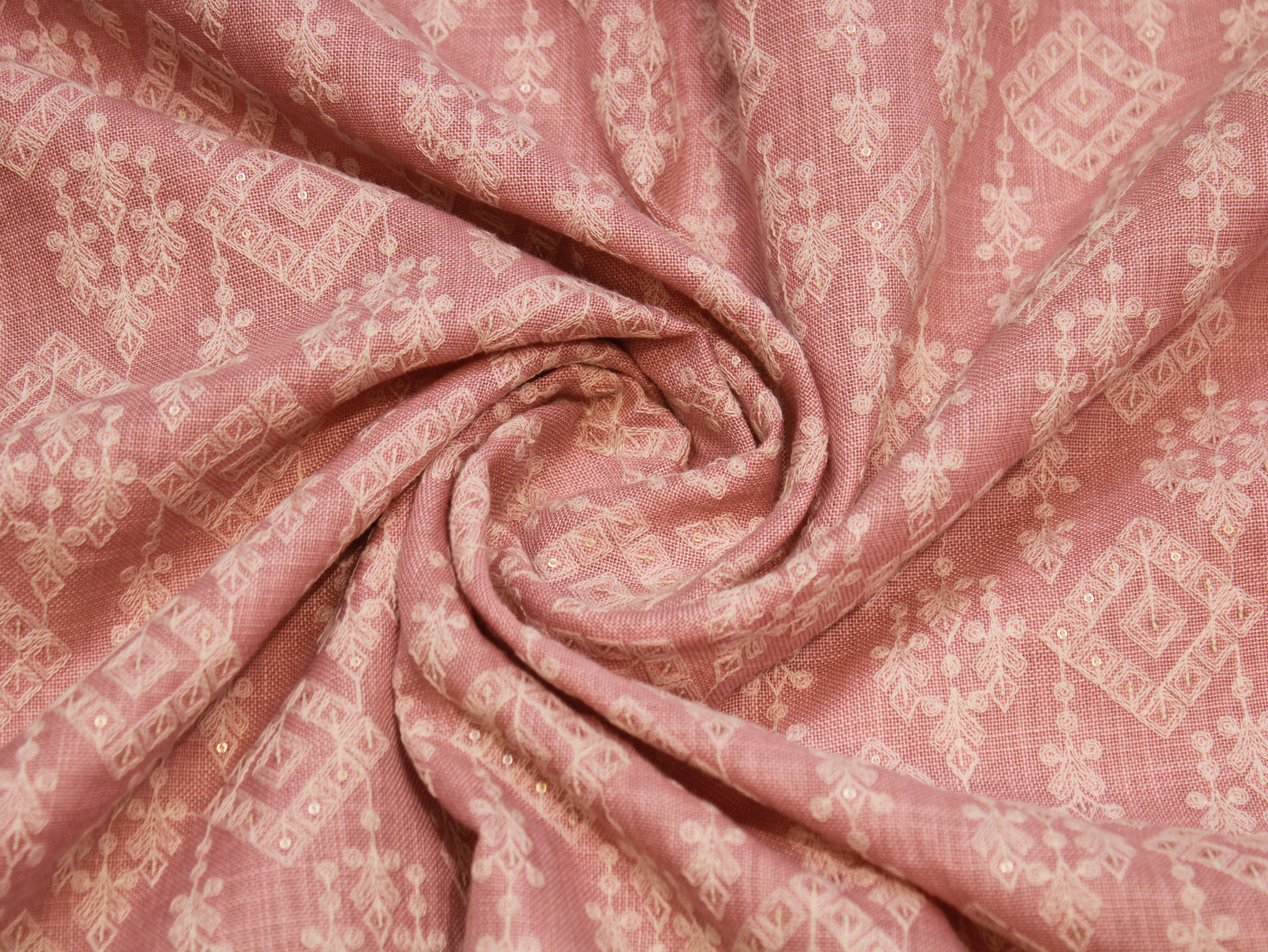 Pure Cotton Linen Thread Embroidery Fabric - Peach