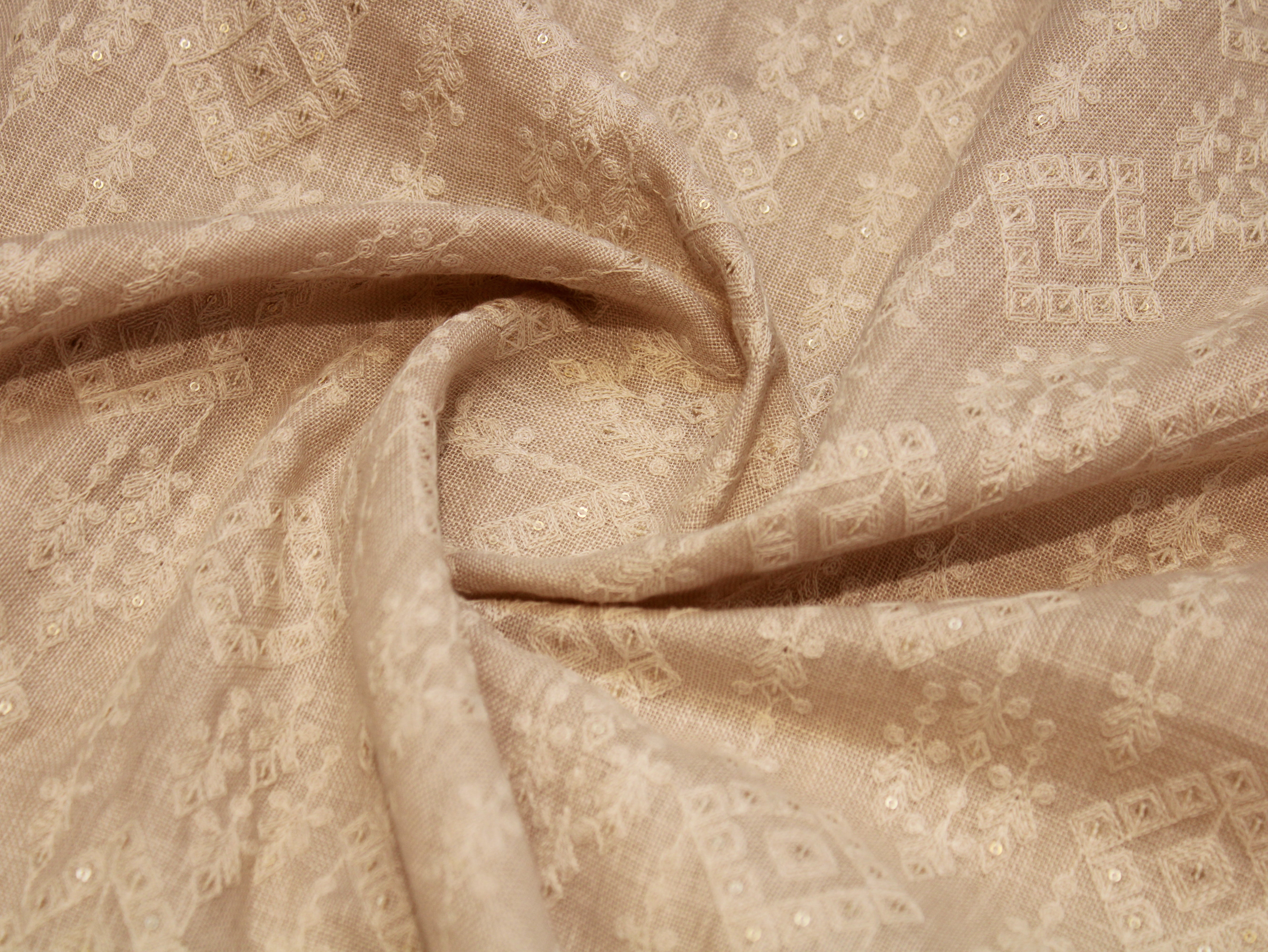 Pure Cotton Linen Thread Embroidery Fabric - Beige