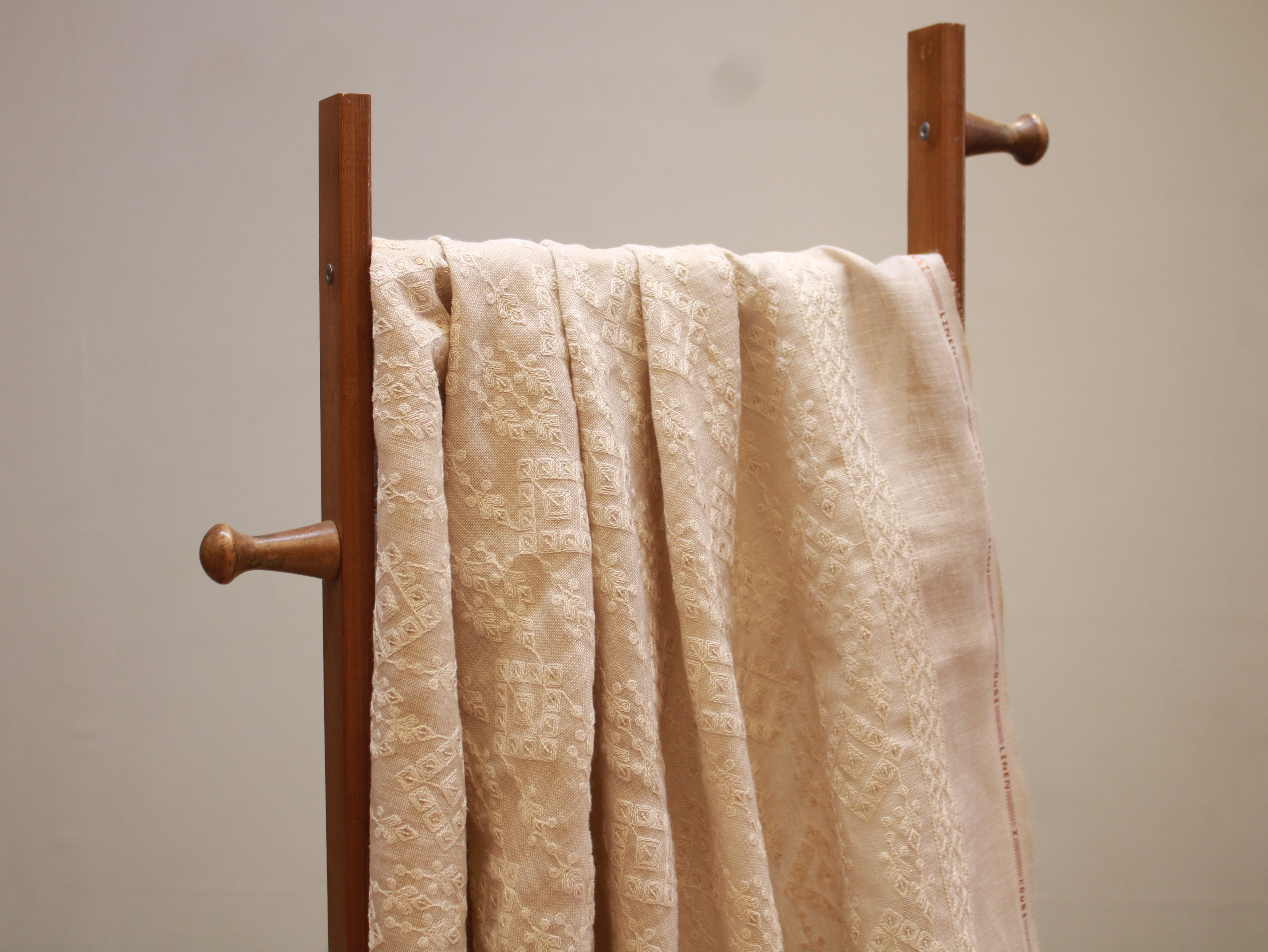 Pure Cotton Linen Thread Embroidery Fabric - Beige