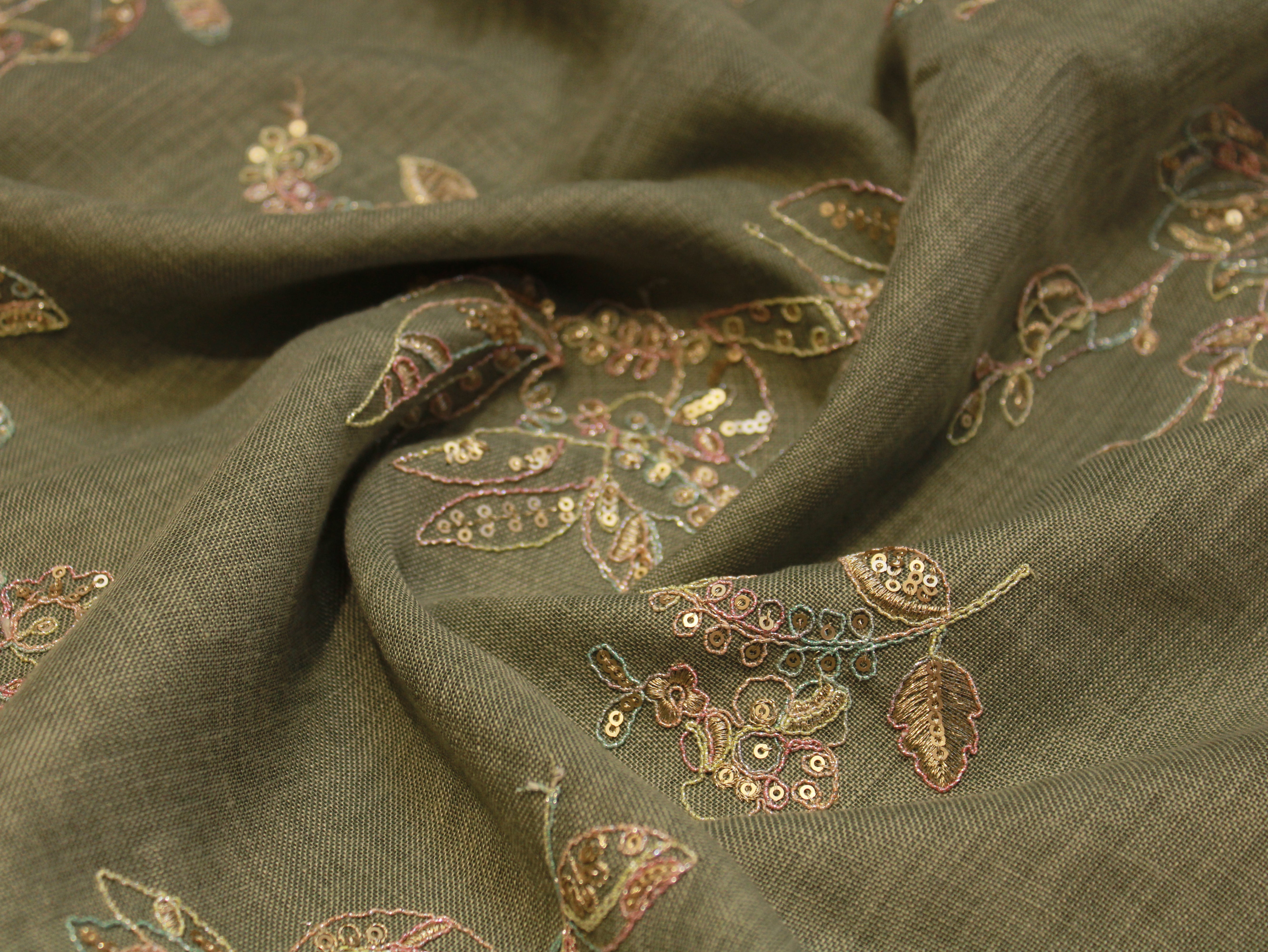 Pure Cotton Linen Thread Embroidery Fabric - Sage Green