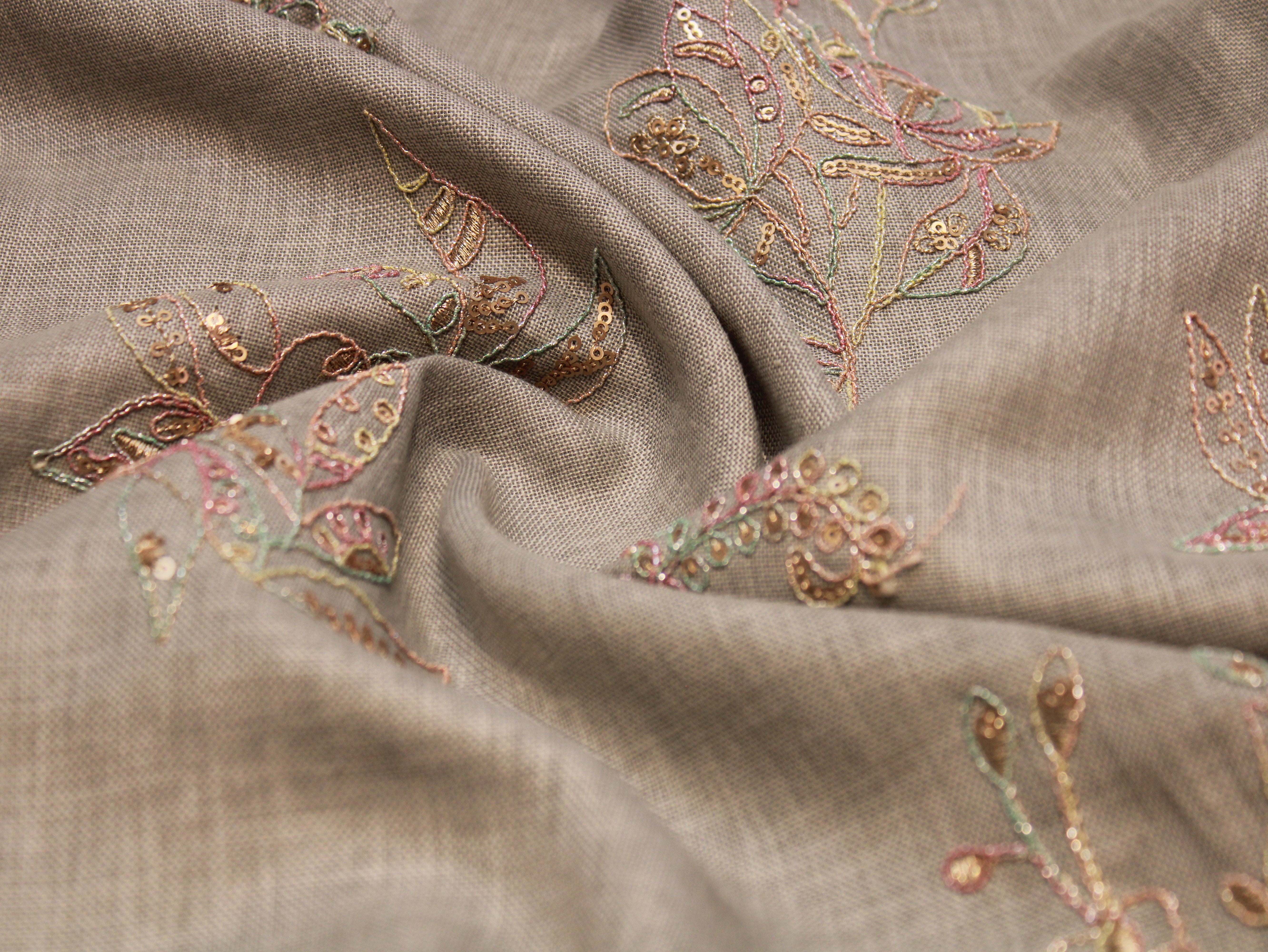 Pure Cotton Linen Thread Embroidery Fabric - Light Grey