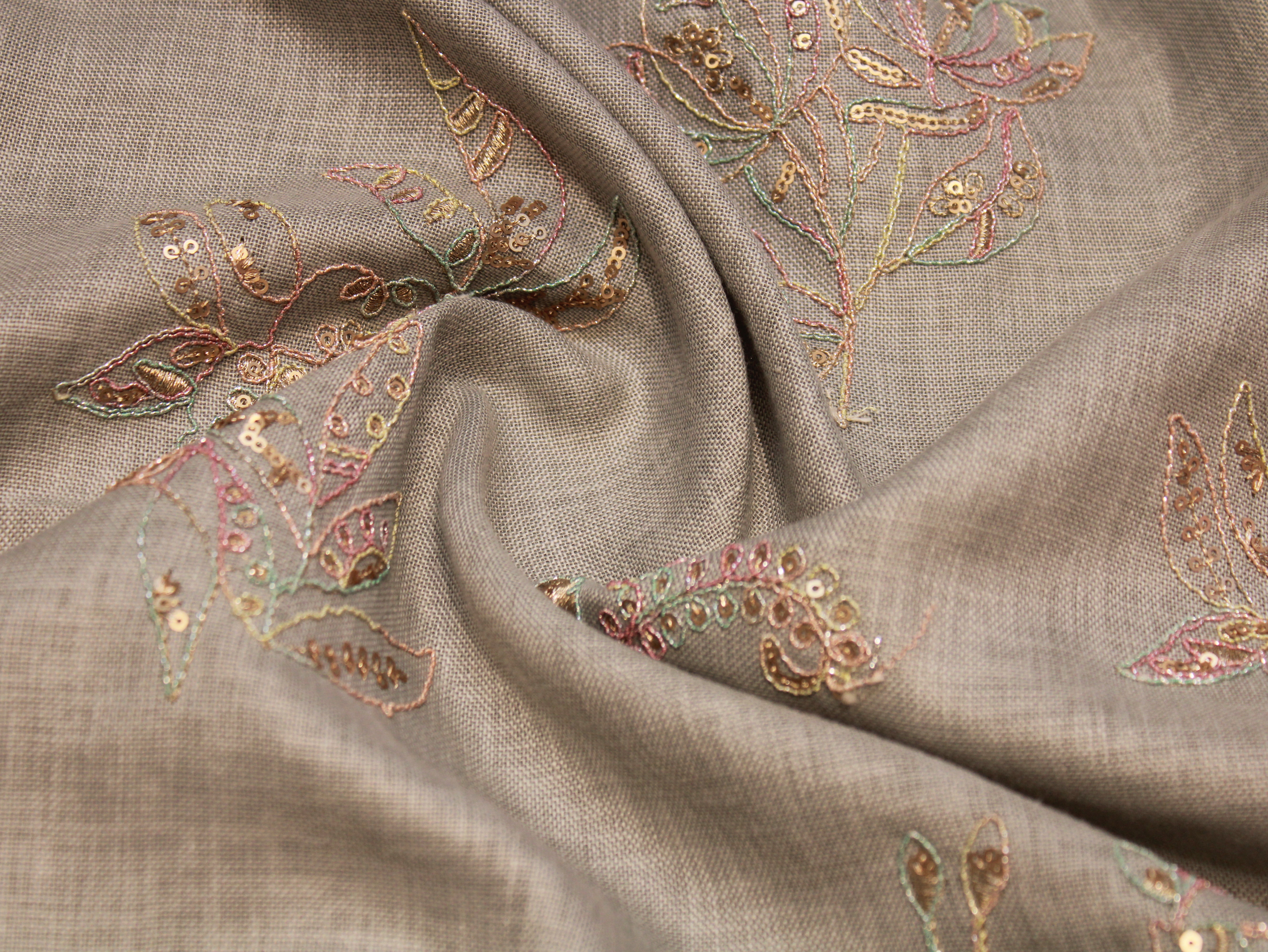 Pure Cotton Linen Thread Embroidery Fabric - Light Grey