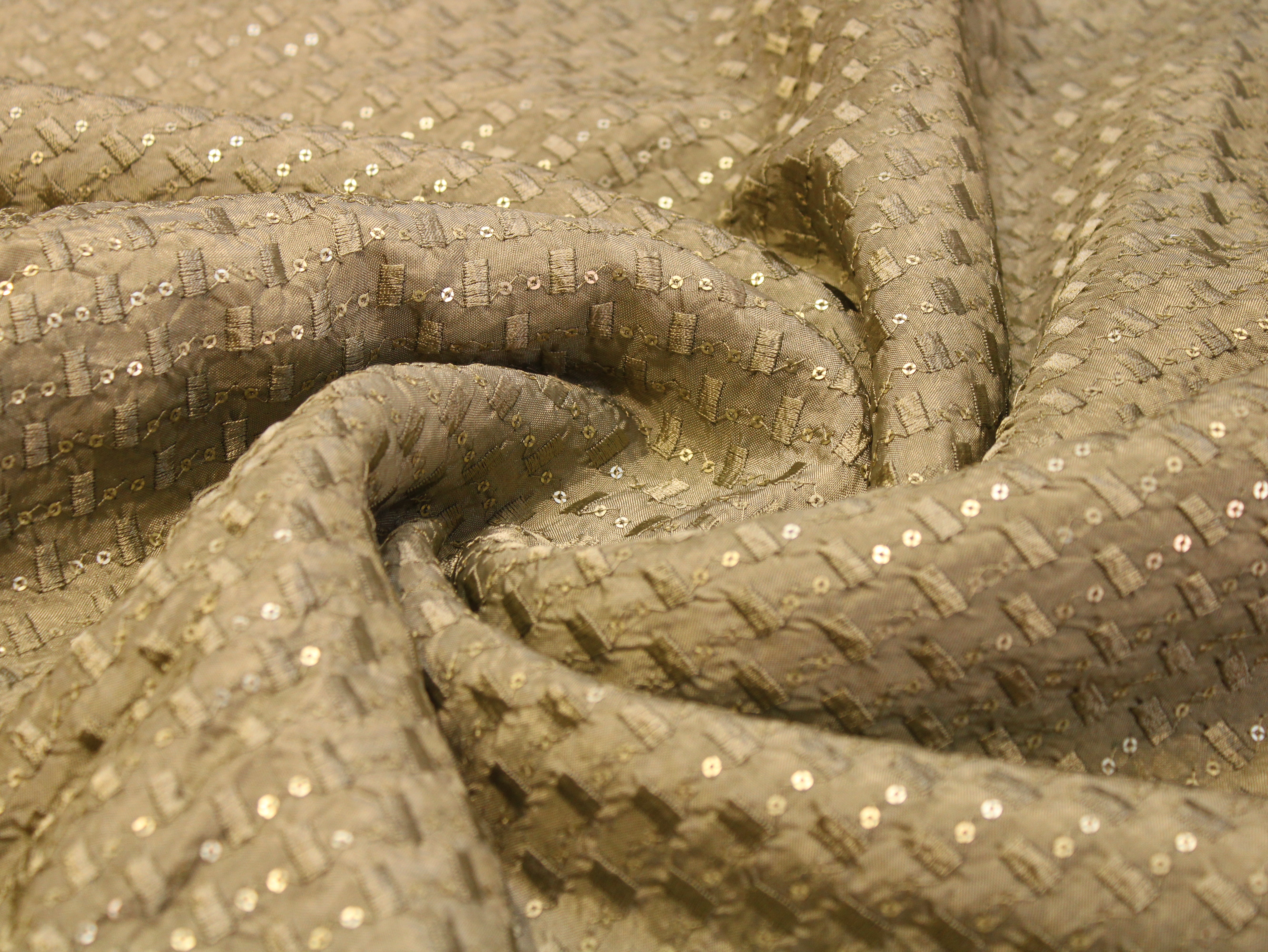 Upada Silk Thread & Sequin Work Fabric - Ash Green