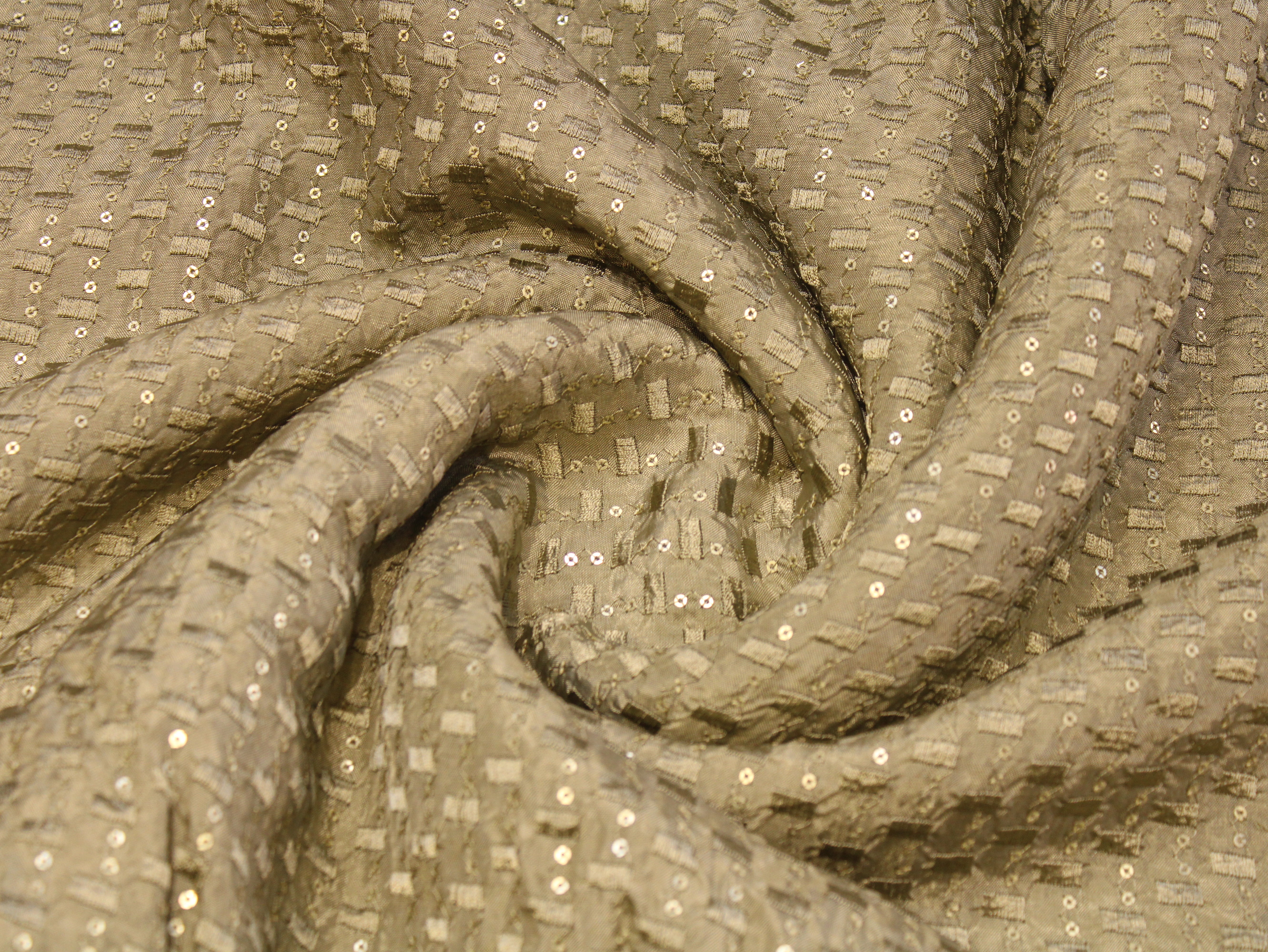 Upada Silk Thread & Sequin Work Fabric - Ash Green