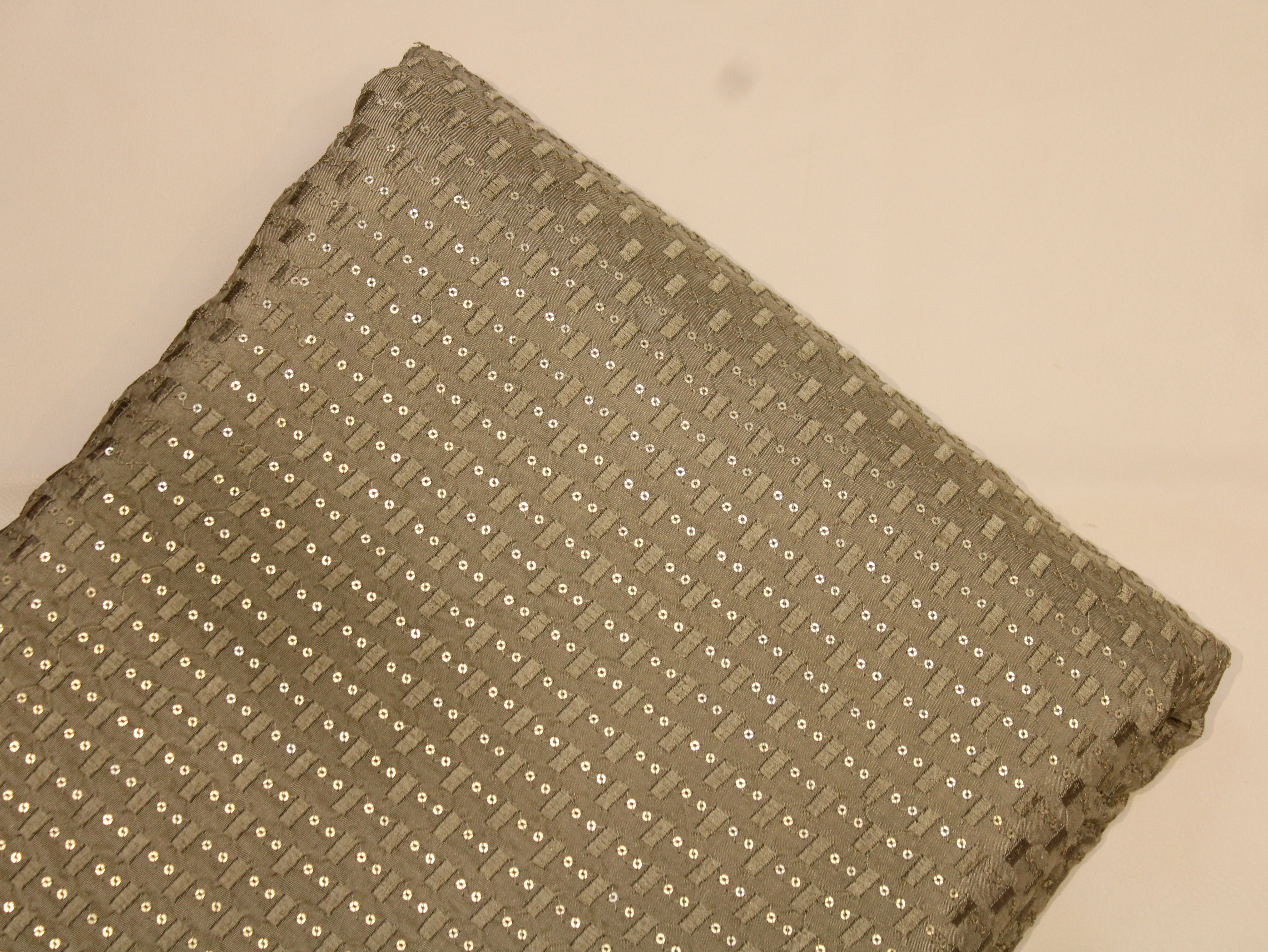 Upada Silk Thread & Sequin Work Fabric - Ash Green