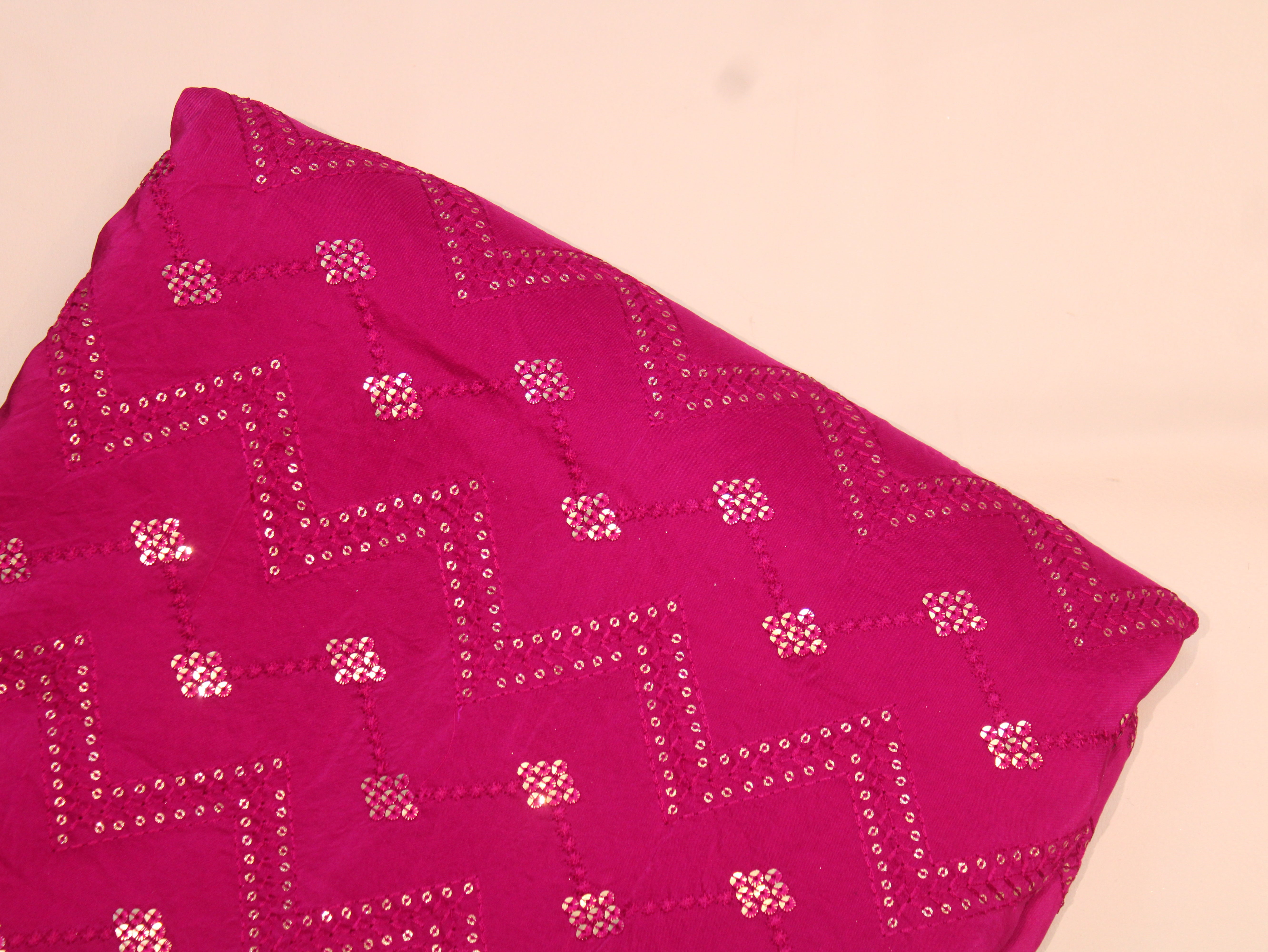 Upada Silk Thread & Mirror Work Fabric - Silk Rani