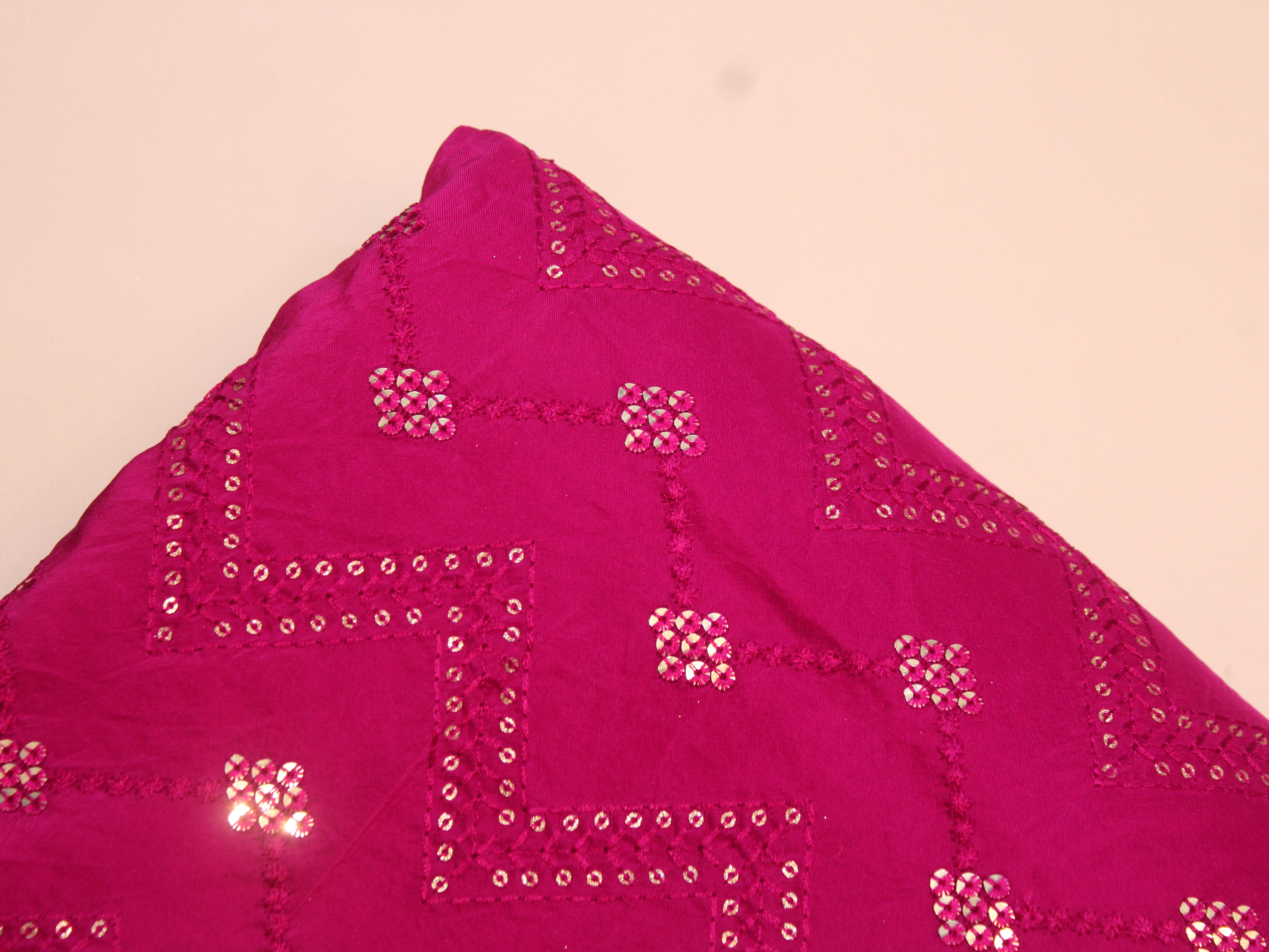 Upada Silk Thread & Mirror Work Fabric - Silk Rani