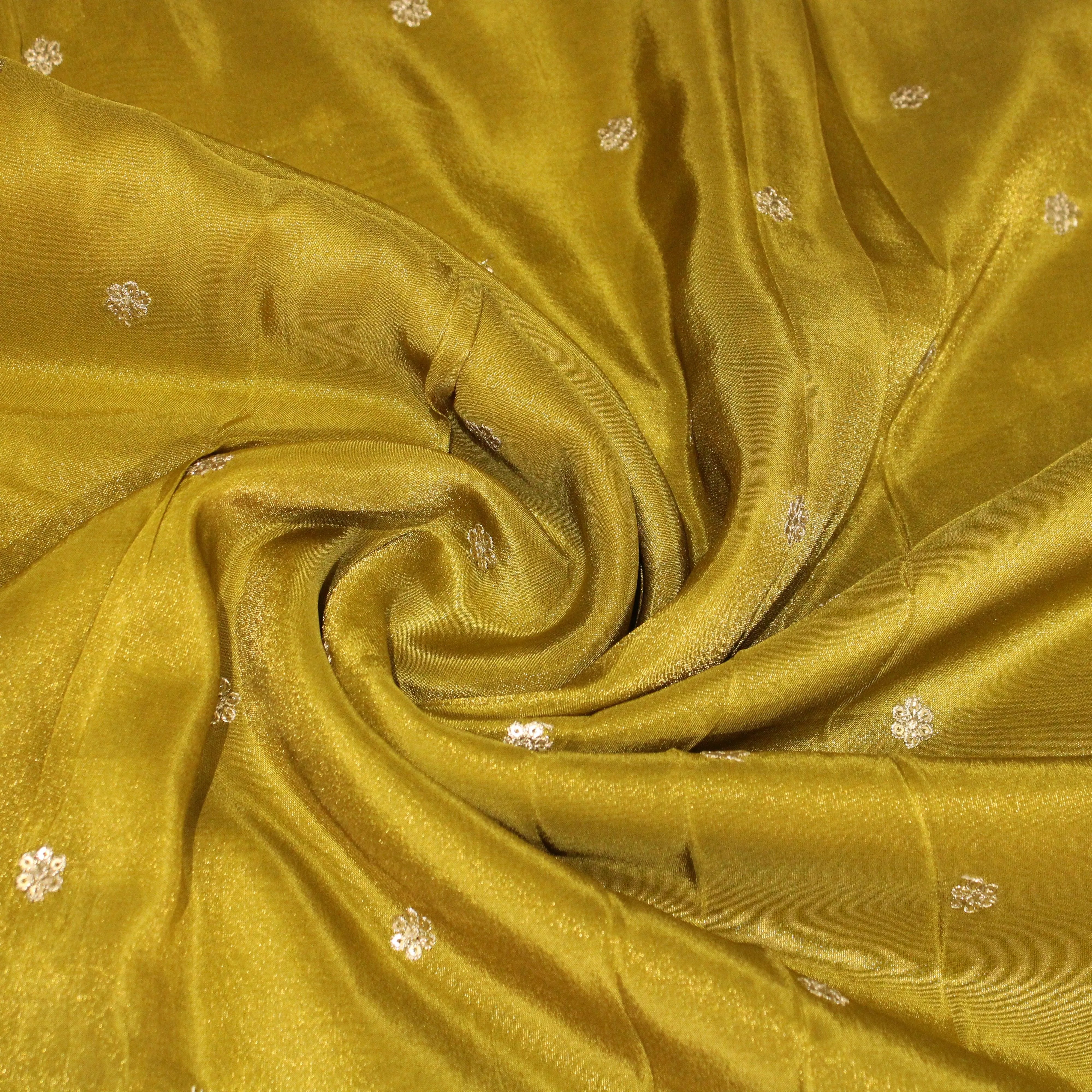 Ivory Elegance: Premium Banarasi Tissue Silk Fabric - M'Foks