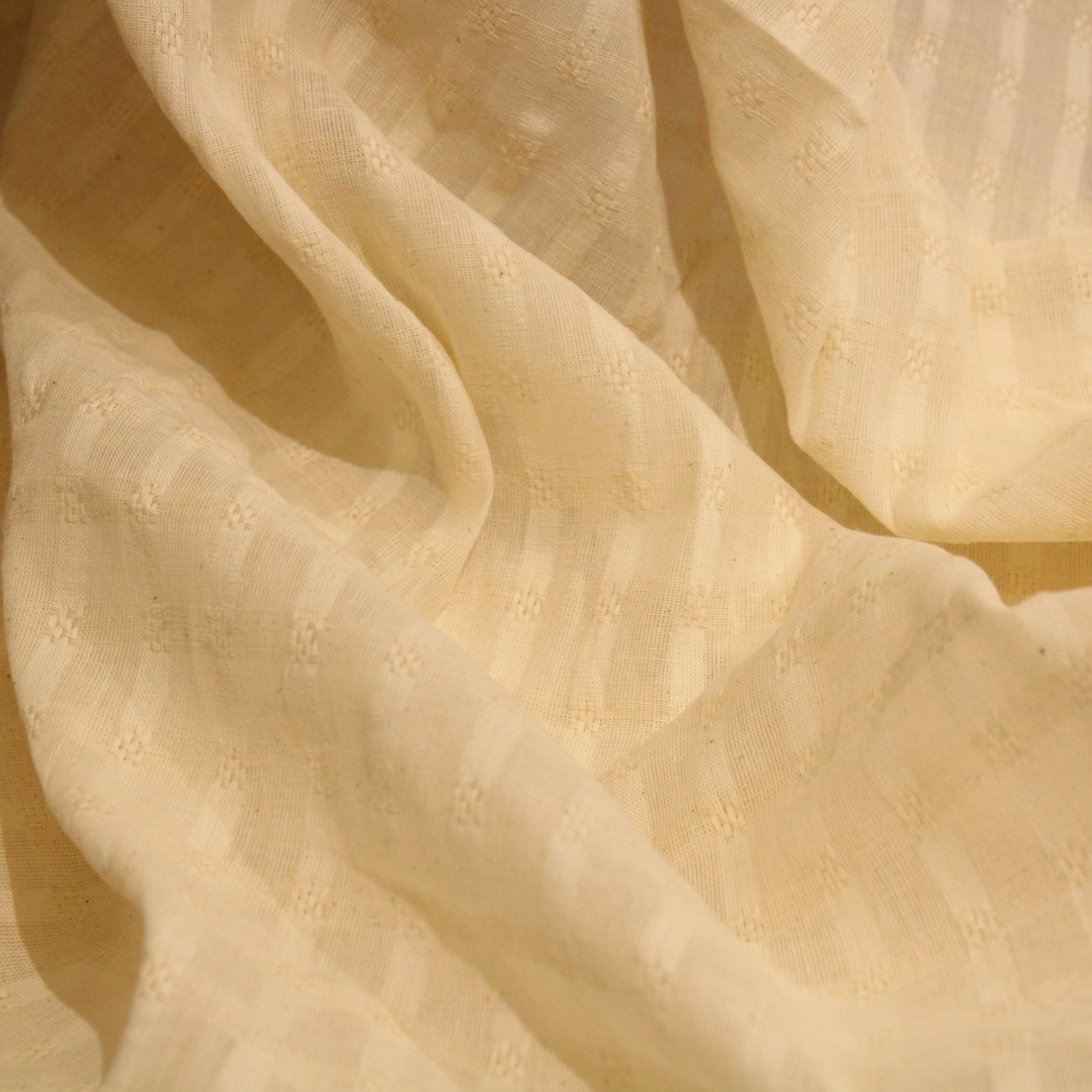 Natural Cotton Self Woven Dyeable Fabric - M'Foks