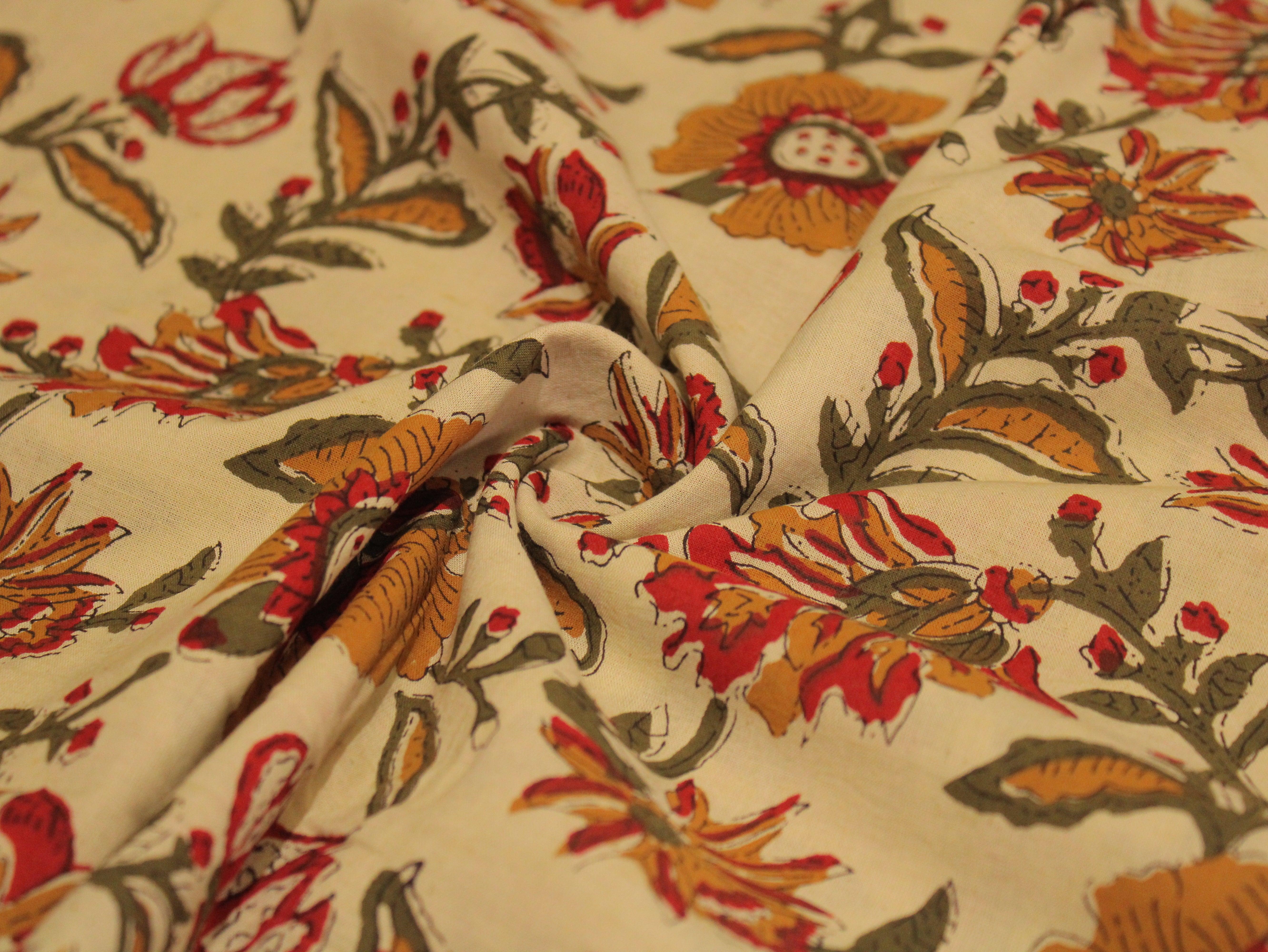 Euphoric - Cotton Hand block Printed Fabric by M'Foks - M'Foks