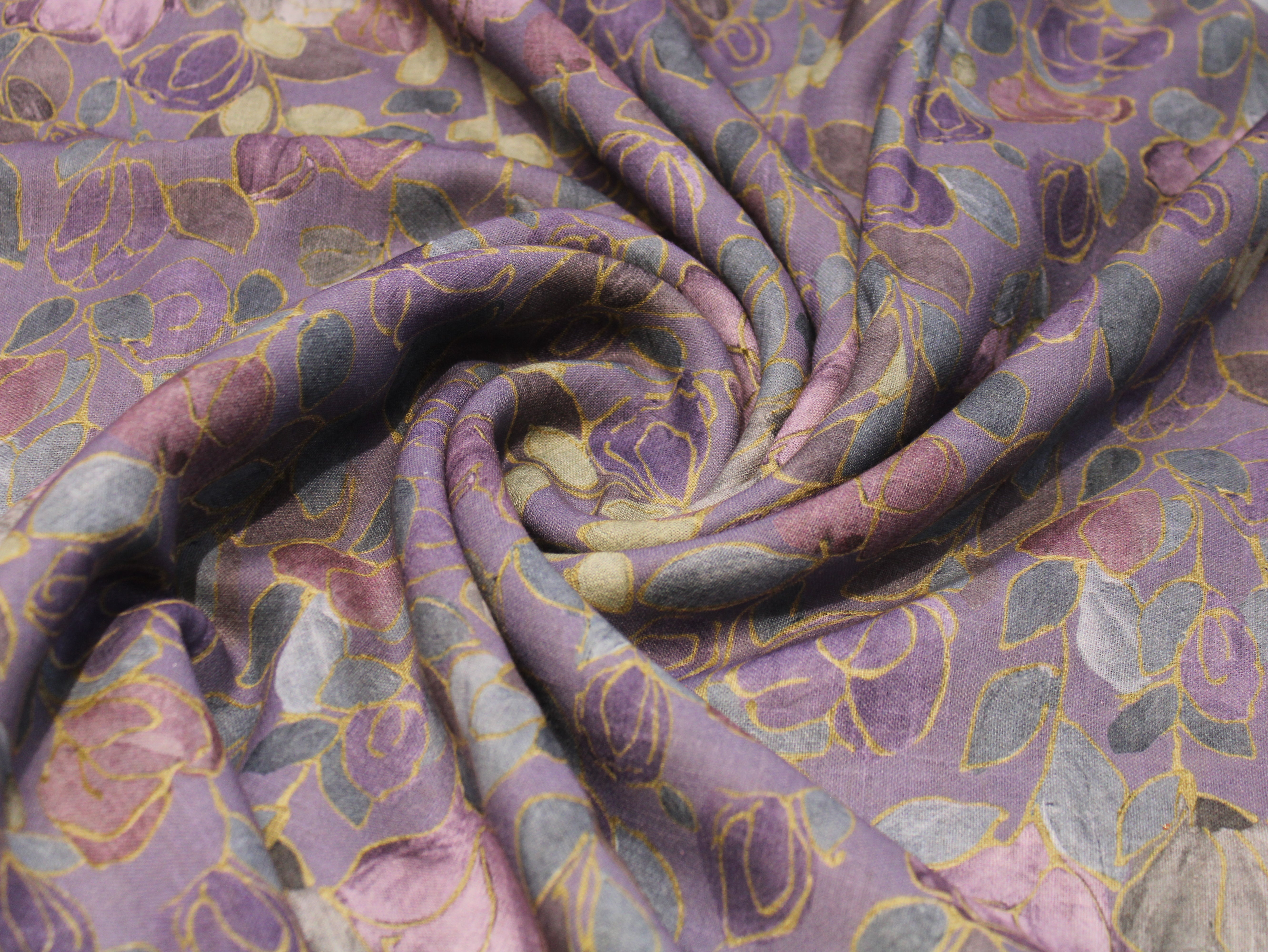 Linen-Textured Slub Cotton Digital Printed Fabric