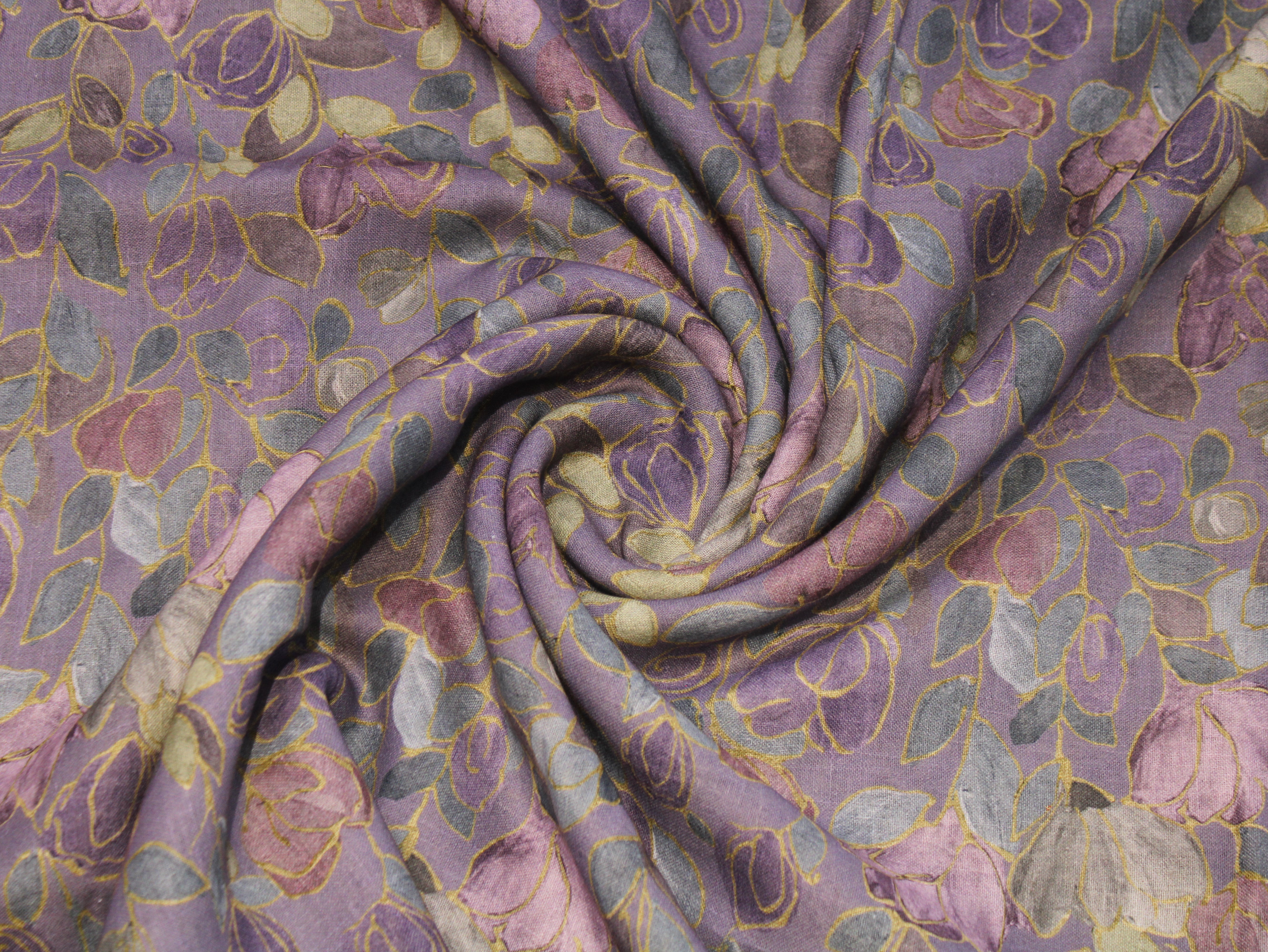 Linen-Textured Slub Cotton Digital Printed Fabric