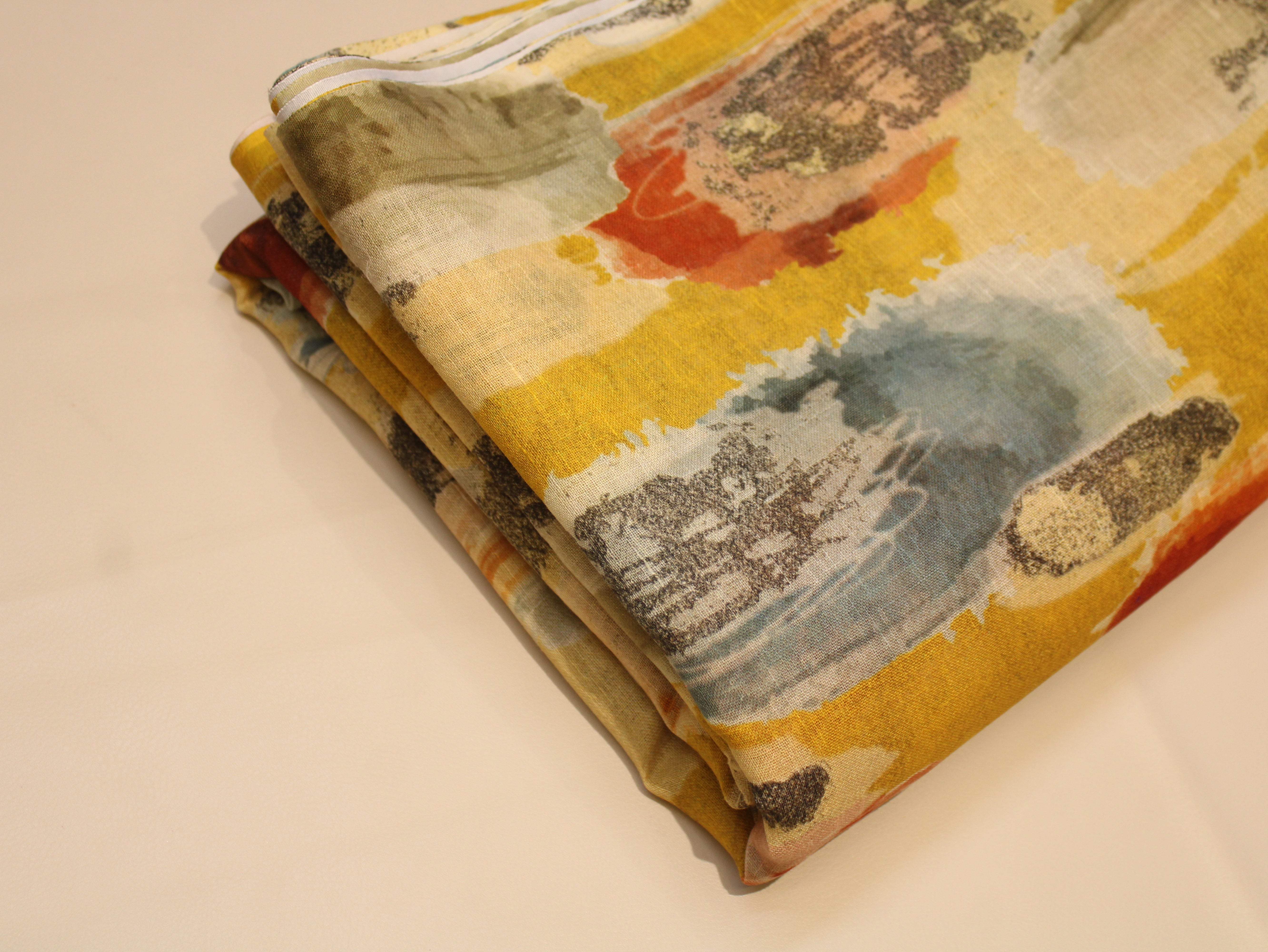 Linen-Textured Slub Cotton Digital Printed Fabric