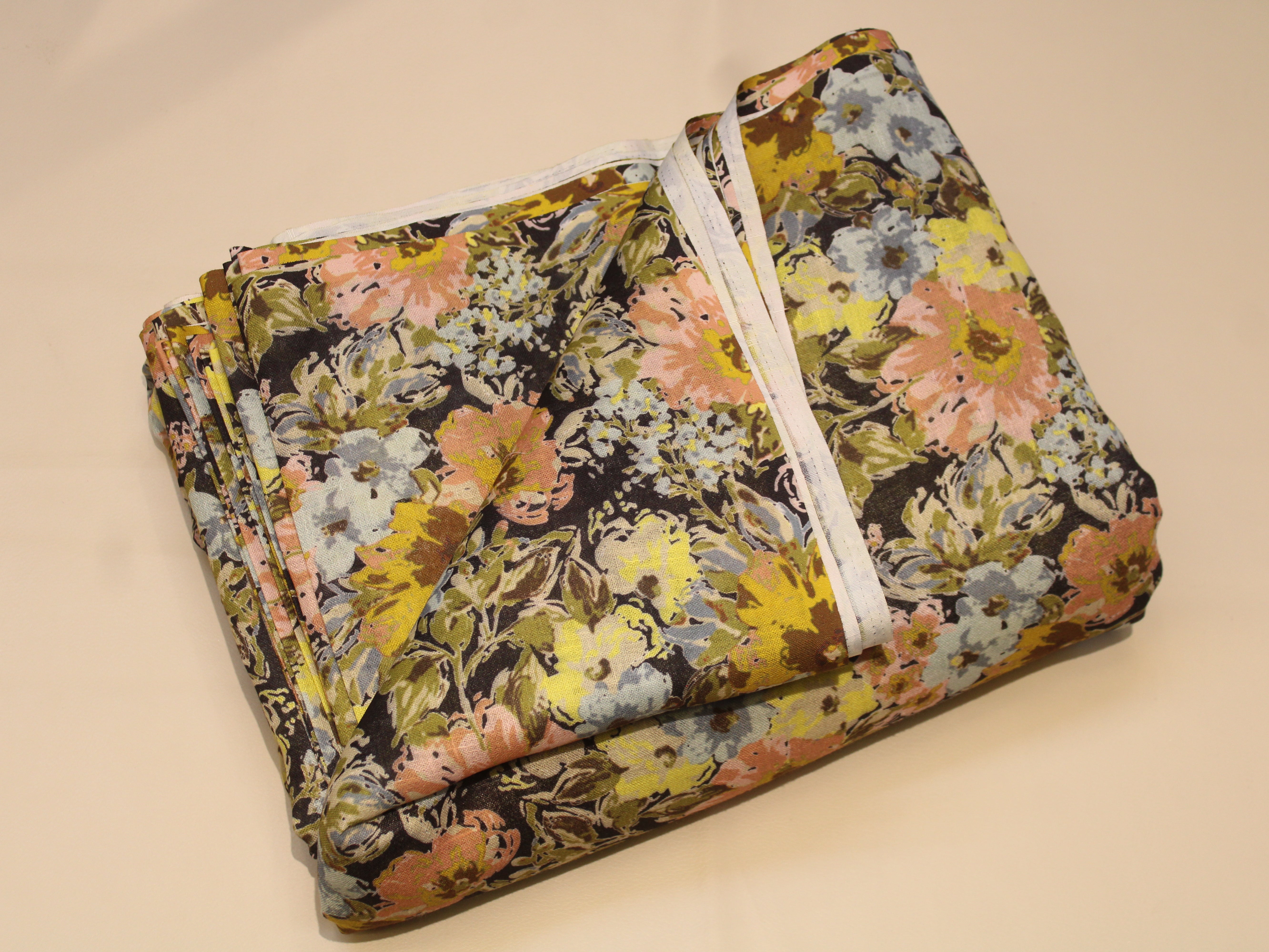 Linen-Textured Slub Cotton Digital Printed Fabric