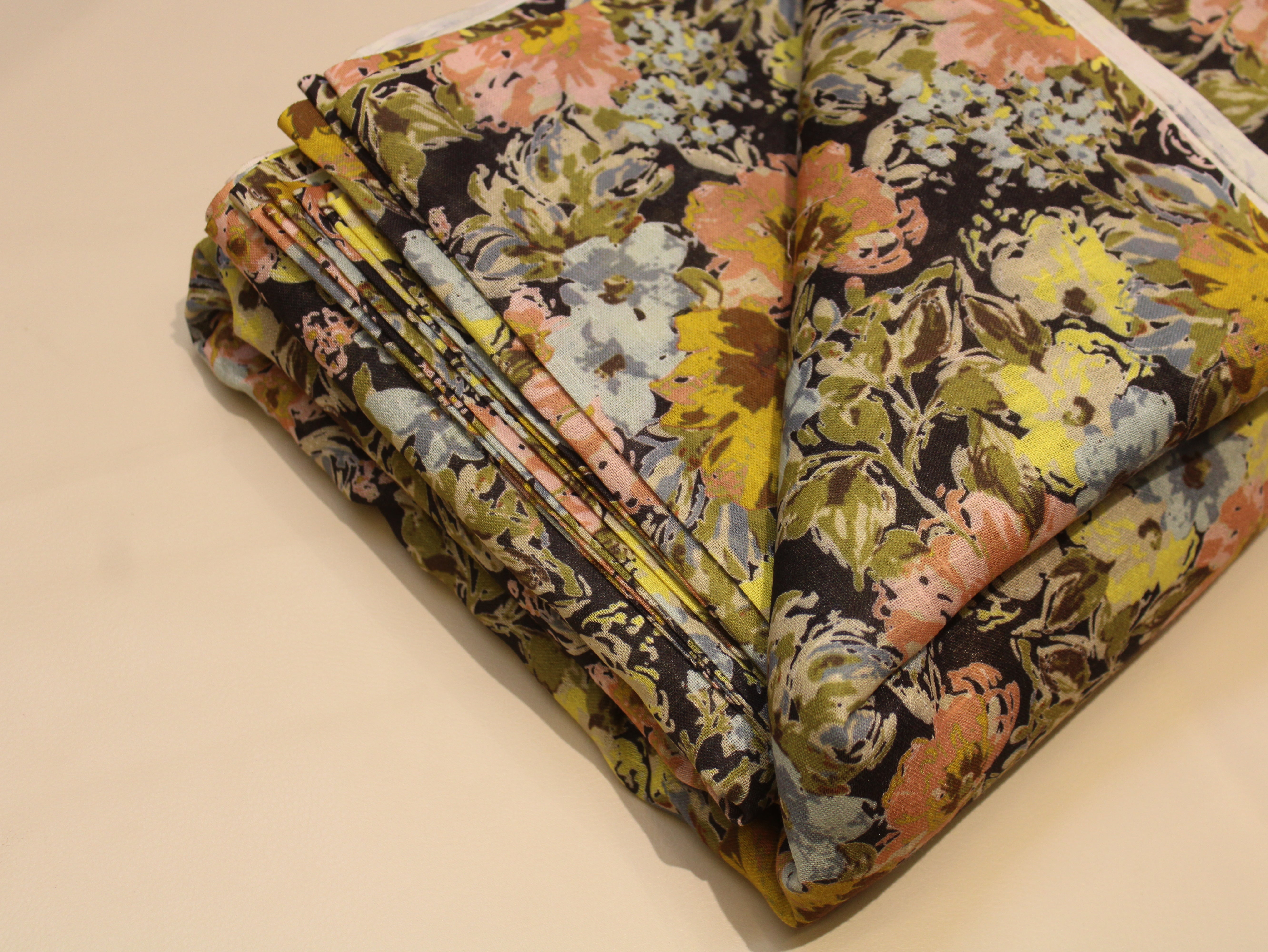 Linen-Textured Slub Cotton Digital Printed Fabric