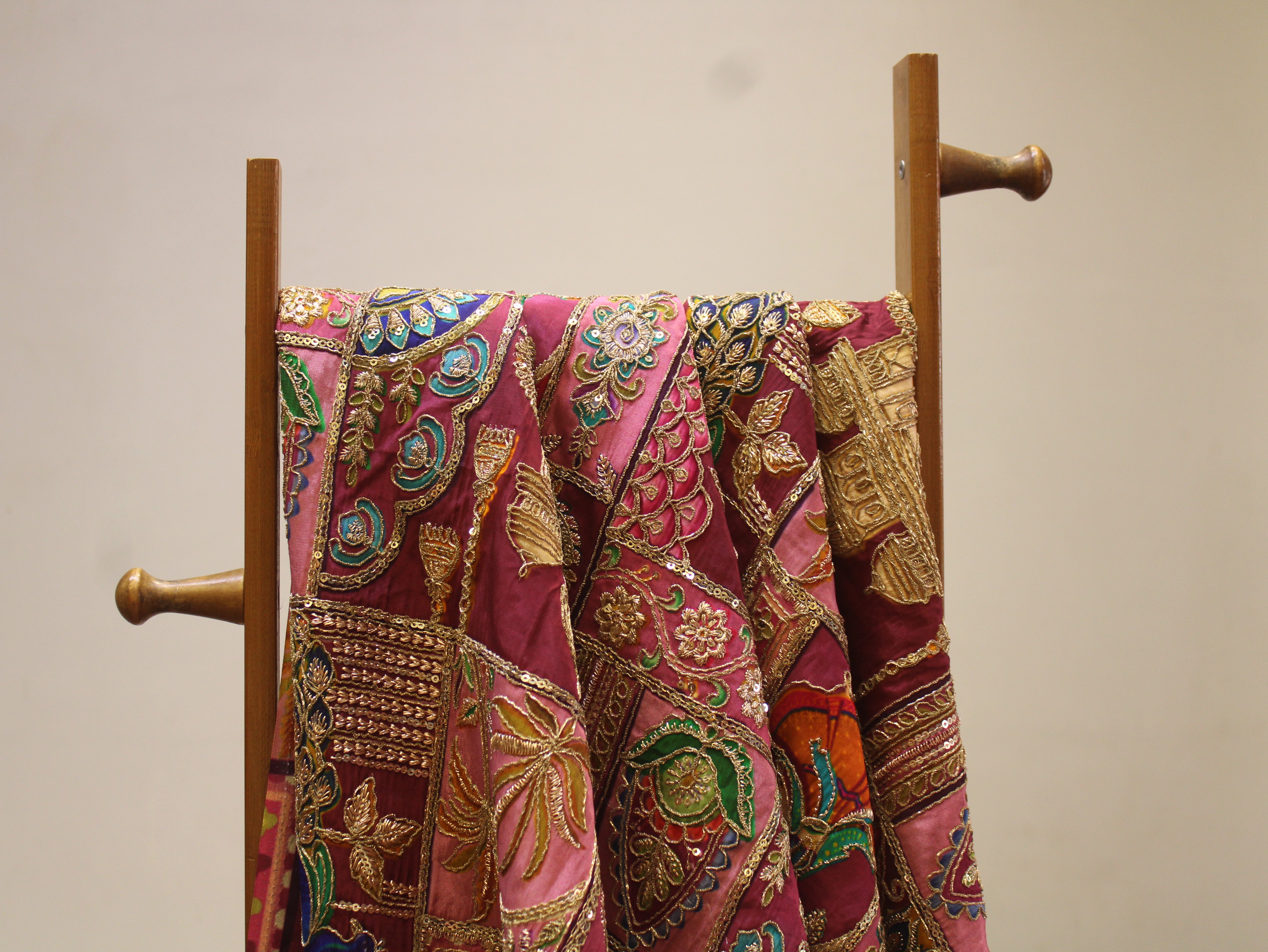 Natural Crepe Position Cording Work Fabric | 44 Inch