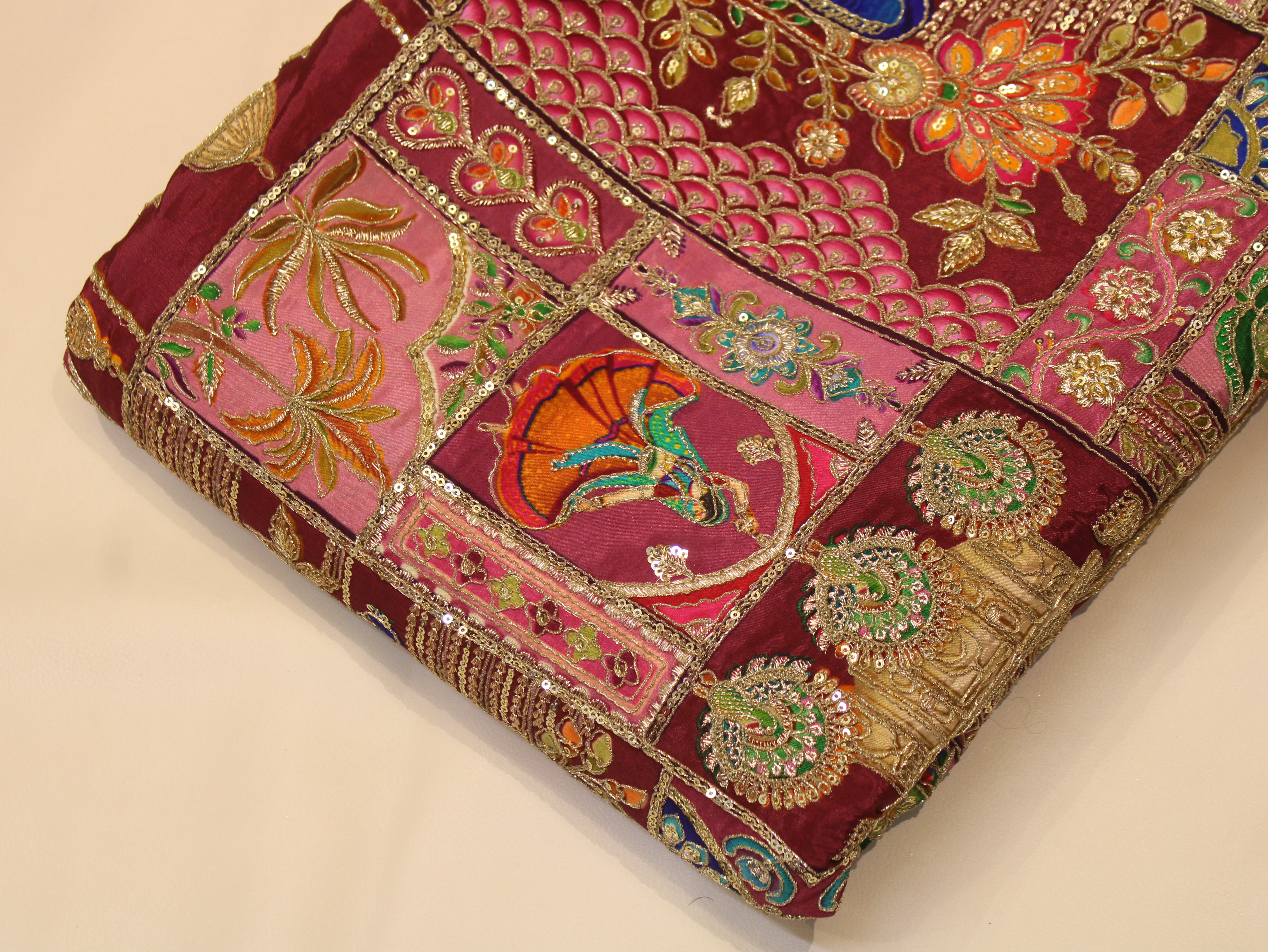Natural Crepe Position Cording Work Fabric | 44 Inch