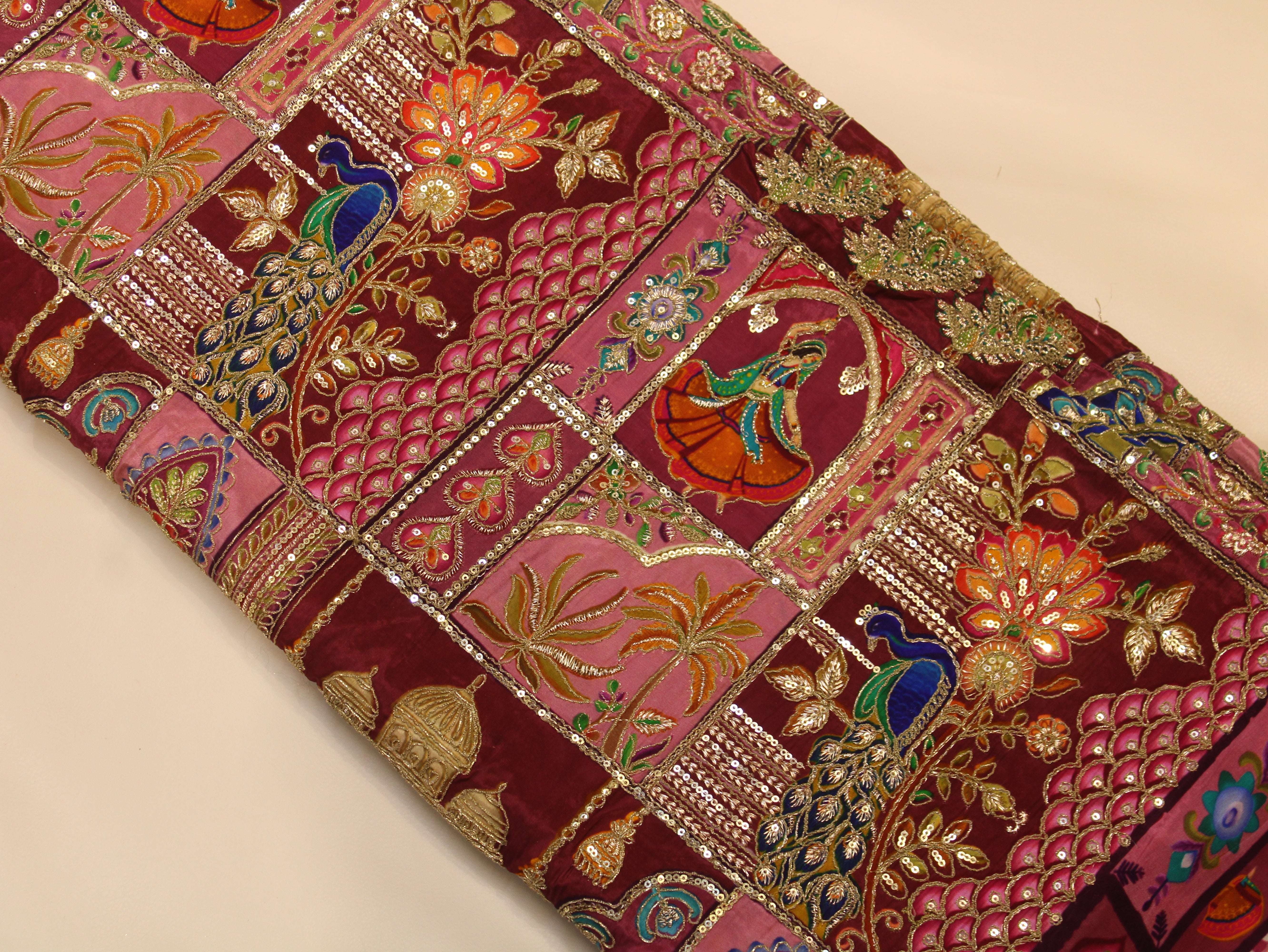 Natural Crepe Position Cording Work Fabric | 44 Inch