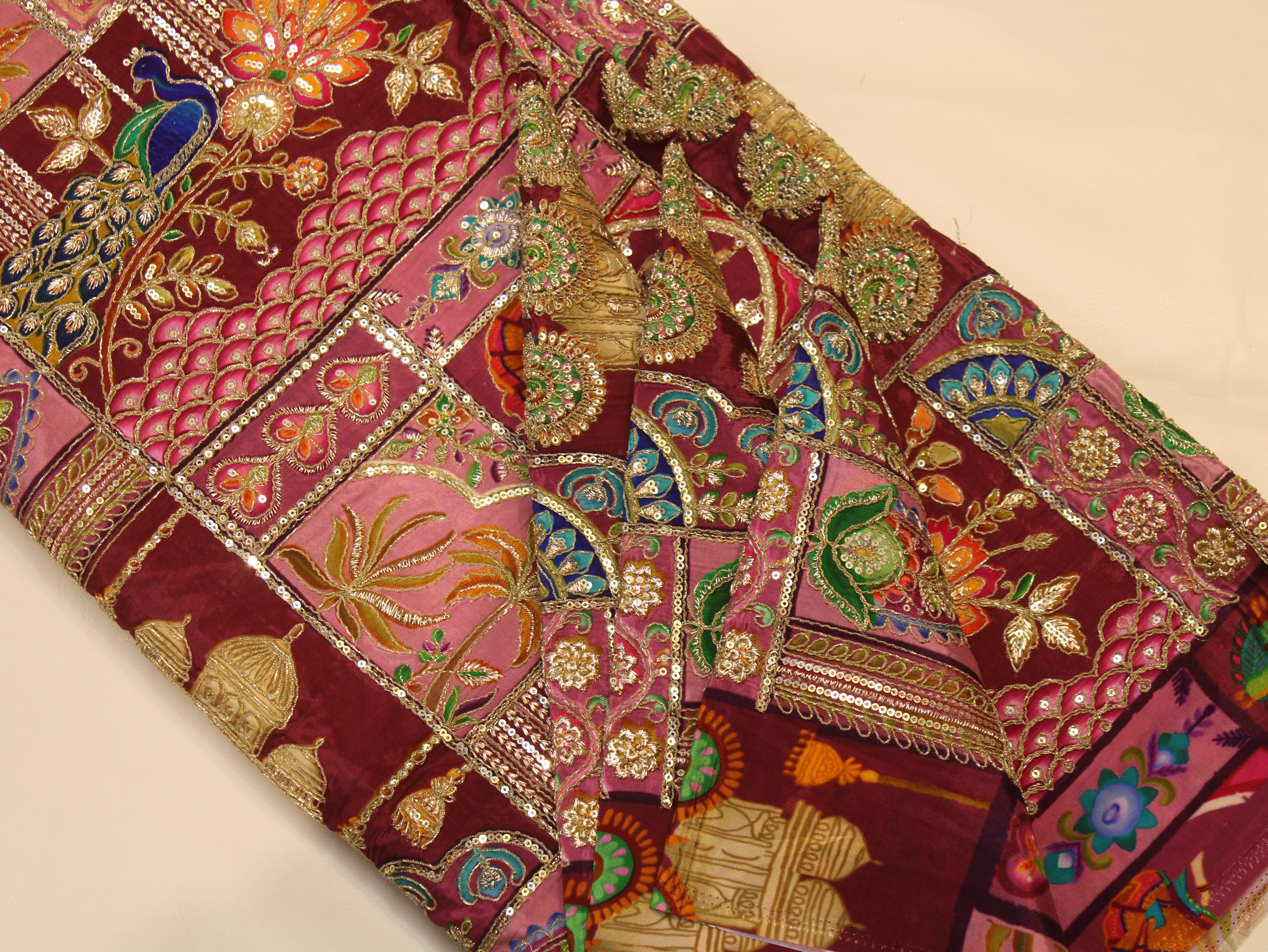 Natural Crepe Position Cording Work Fabric | 44 Inch