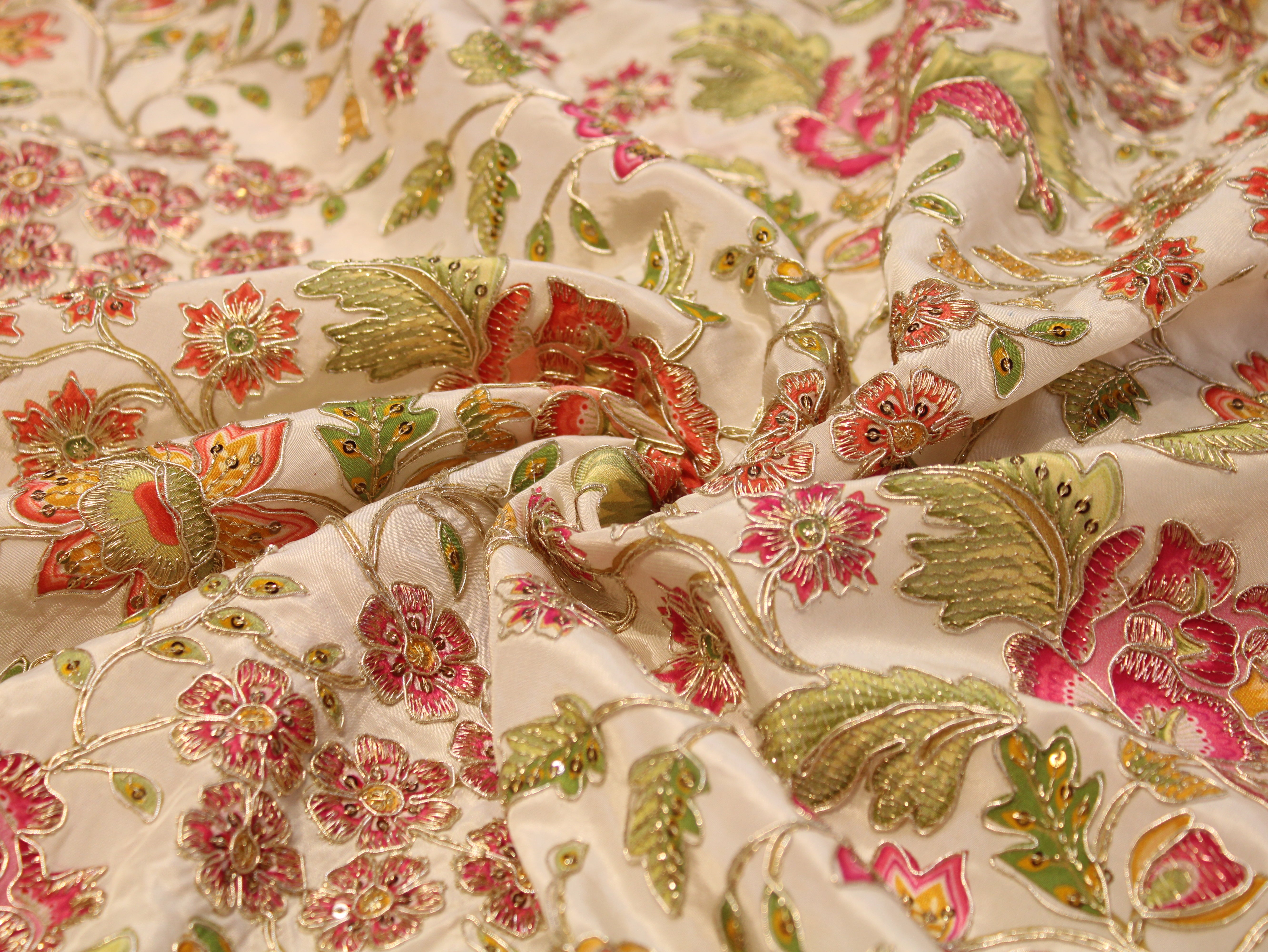 Natural Crepe Position Cording Work Fabric | 44 Inch