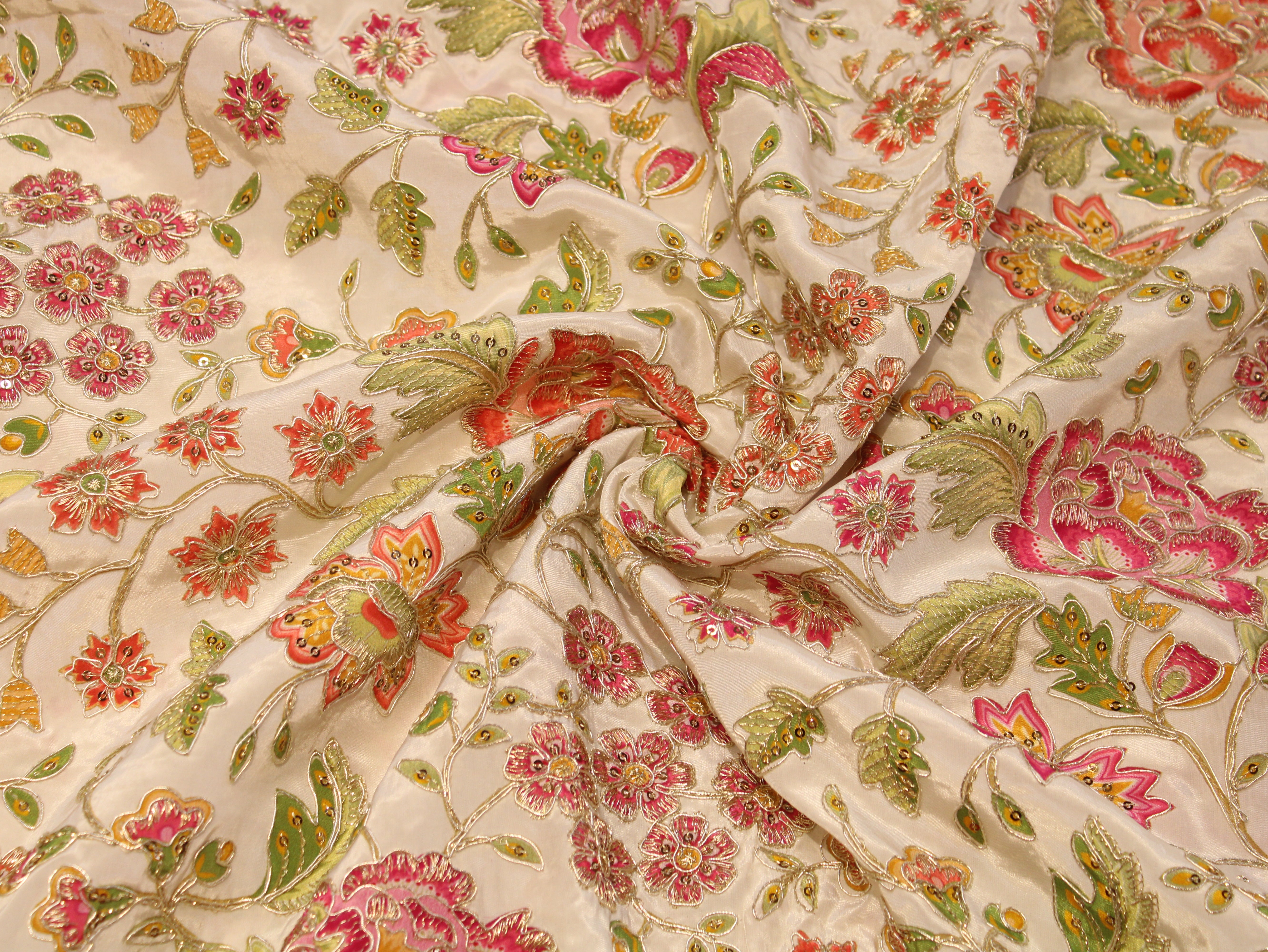 Natural Crepe Position Cording Work Fabric | 44 Inch