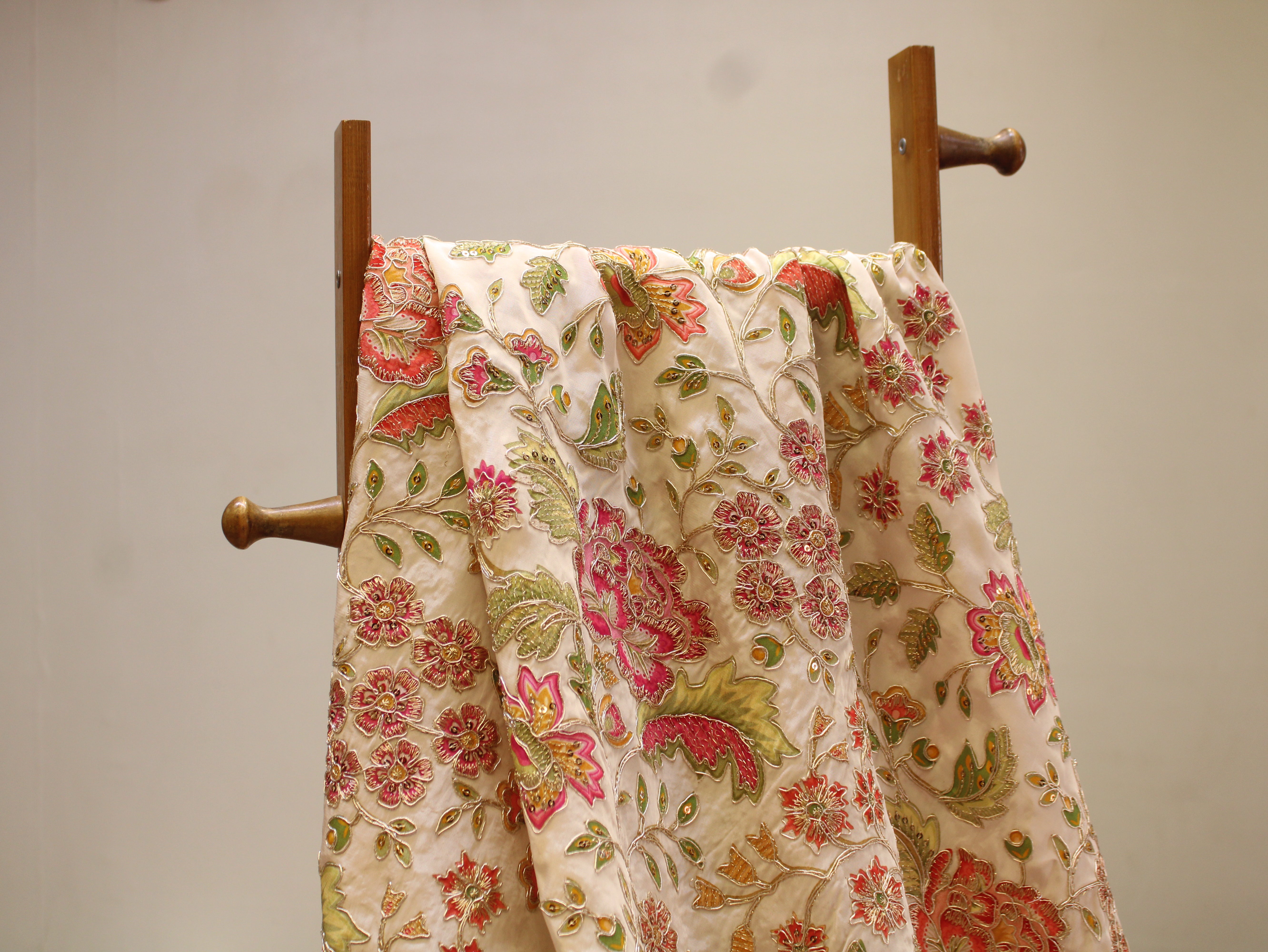 Natural Crepe Position Cording Work Fabric | 44 Inch