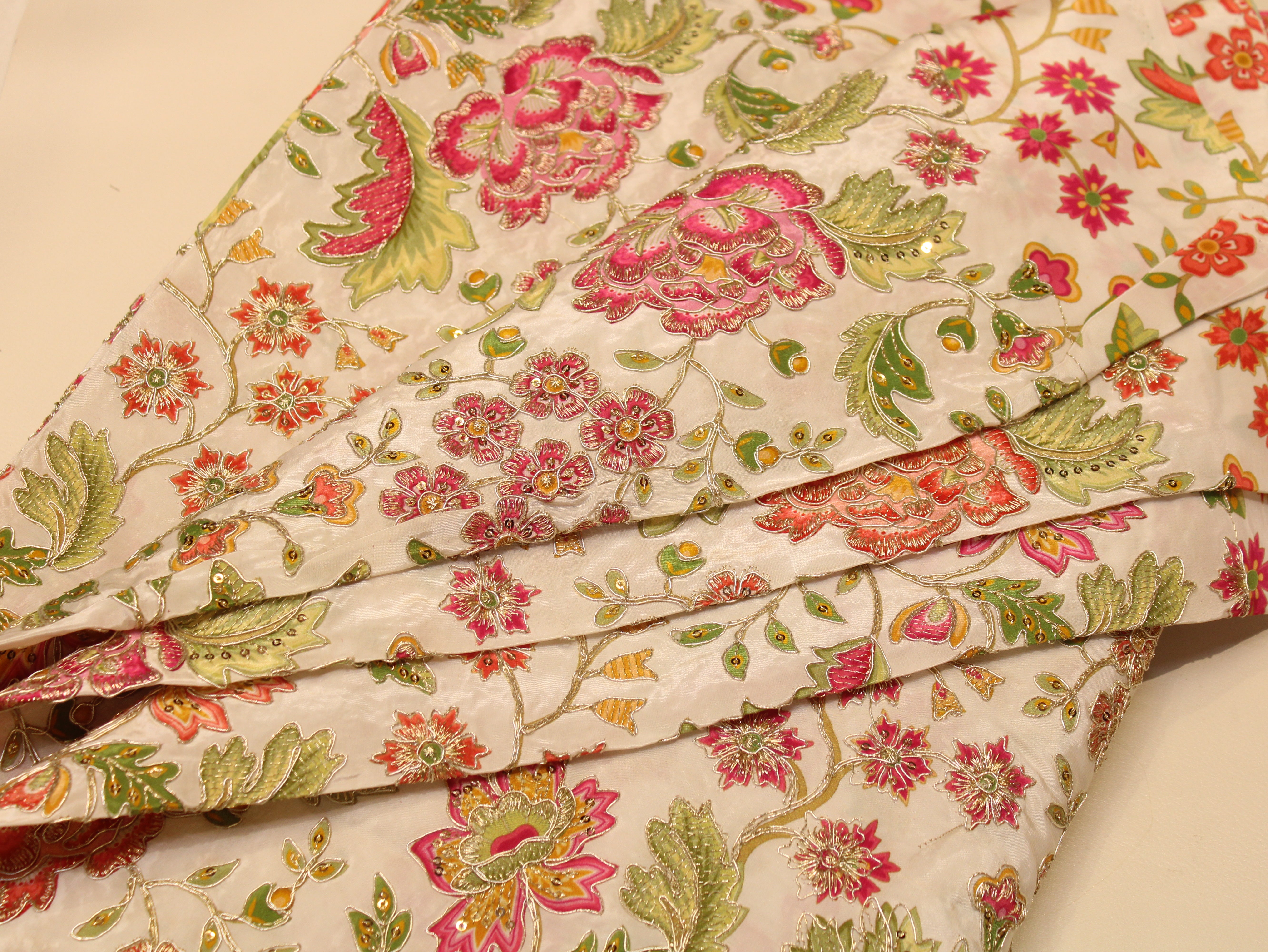 Natural Crepe Position Cording Work Fabric | 44 Inch