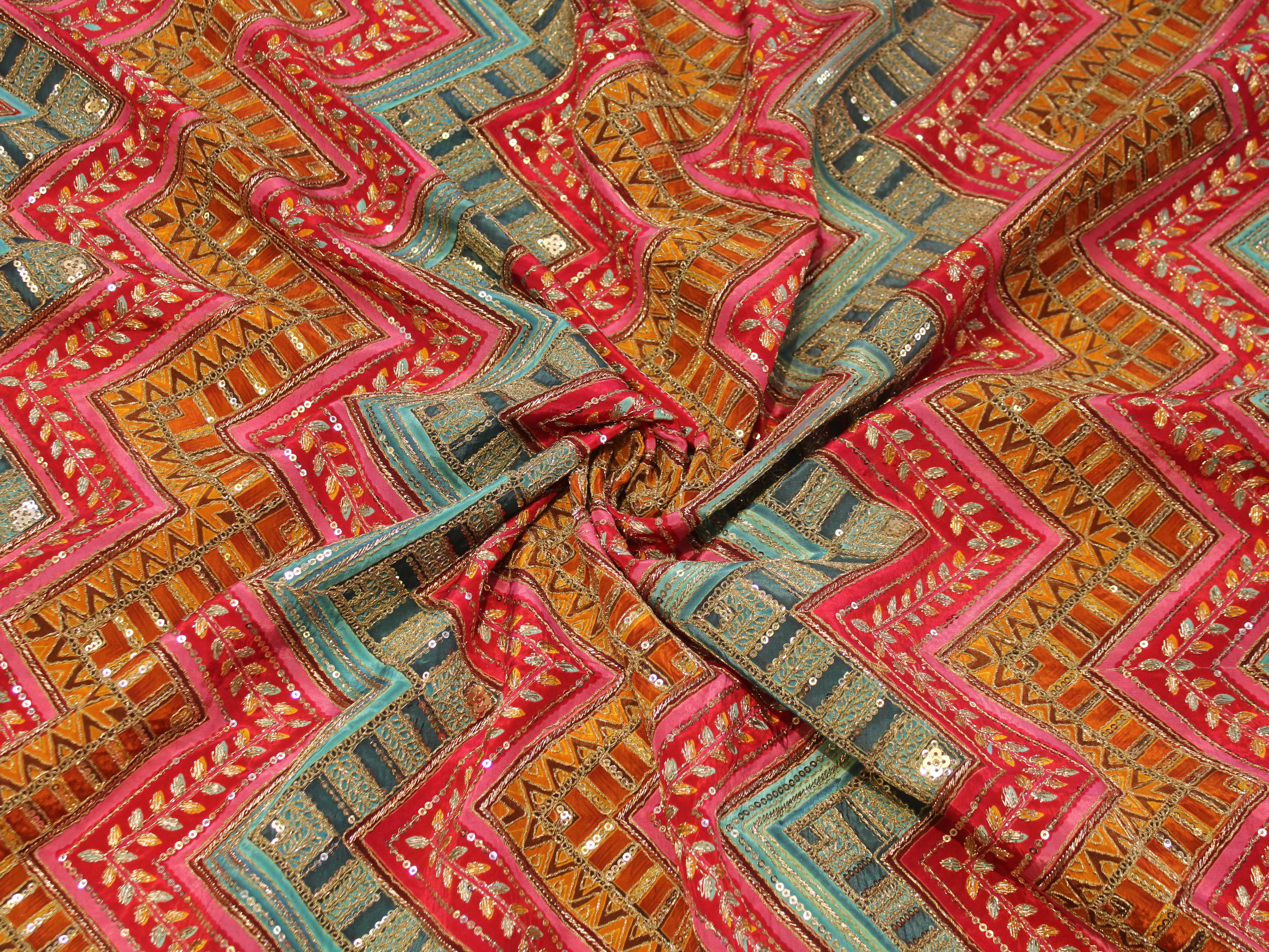 Natural Crepe Position Cording Work Fabric | 44 Inch