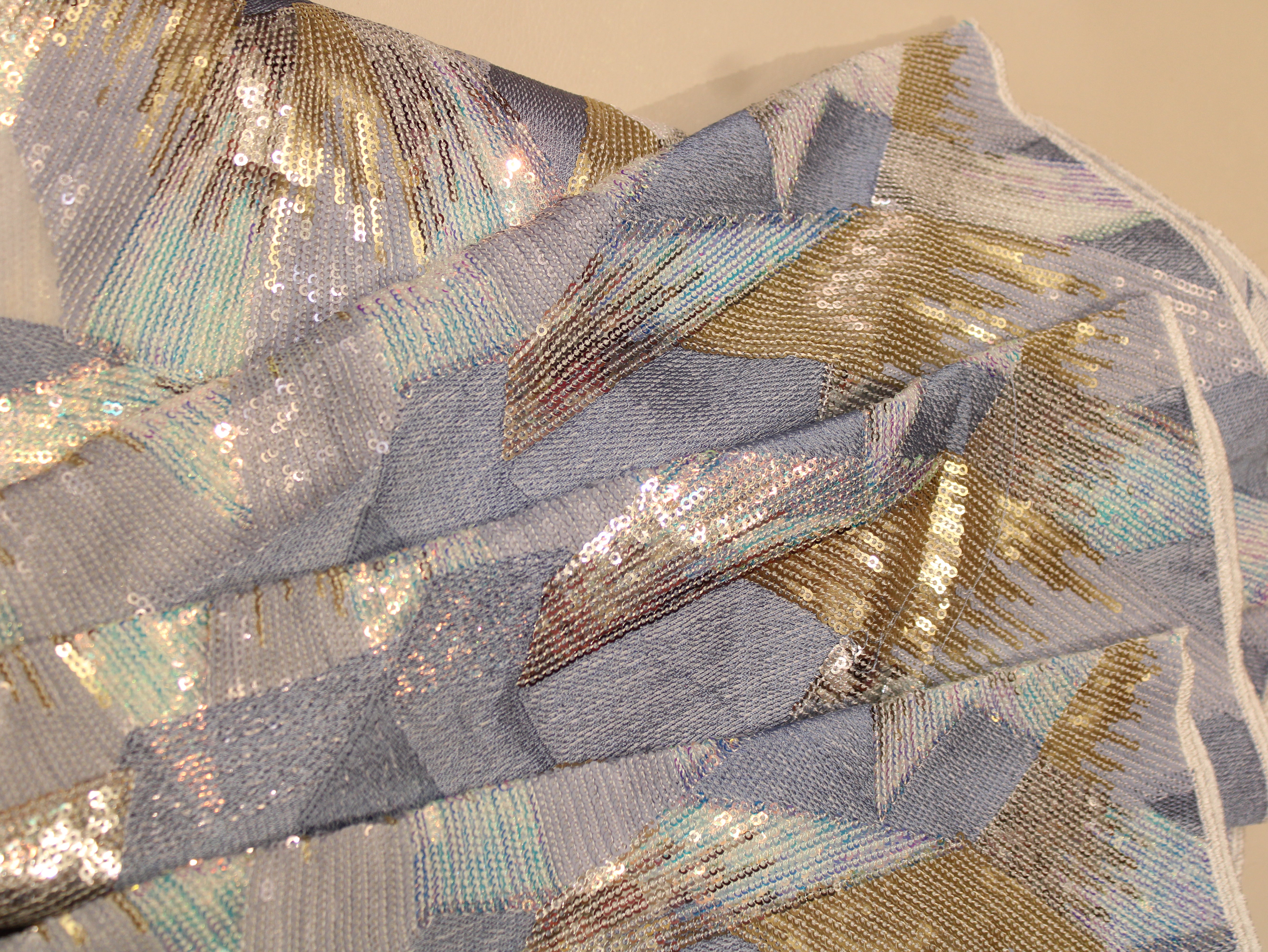 Pure Georgette Panel Embroidery & Allover Sequin Fabric | 56 Inch | Crystal Work