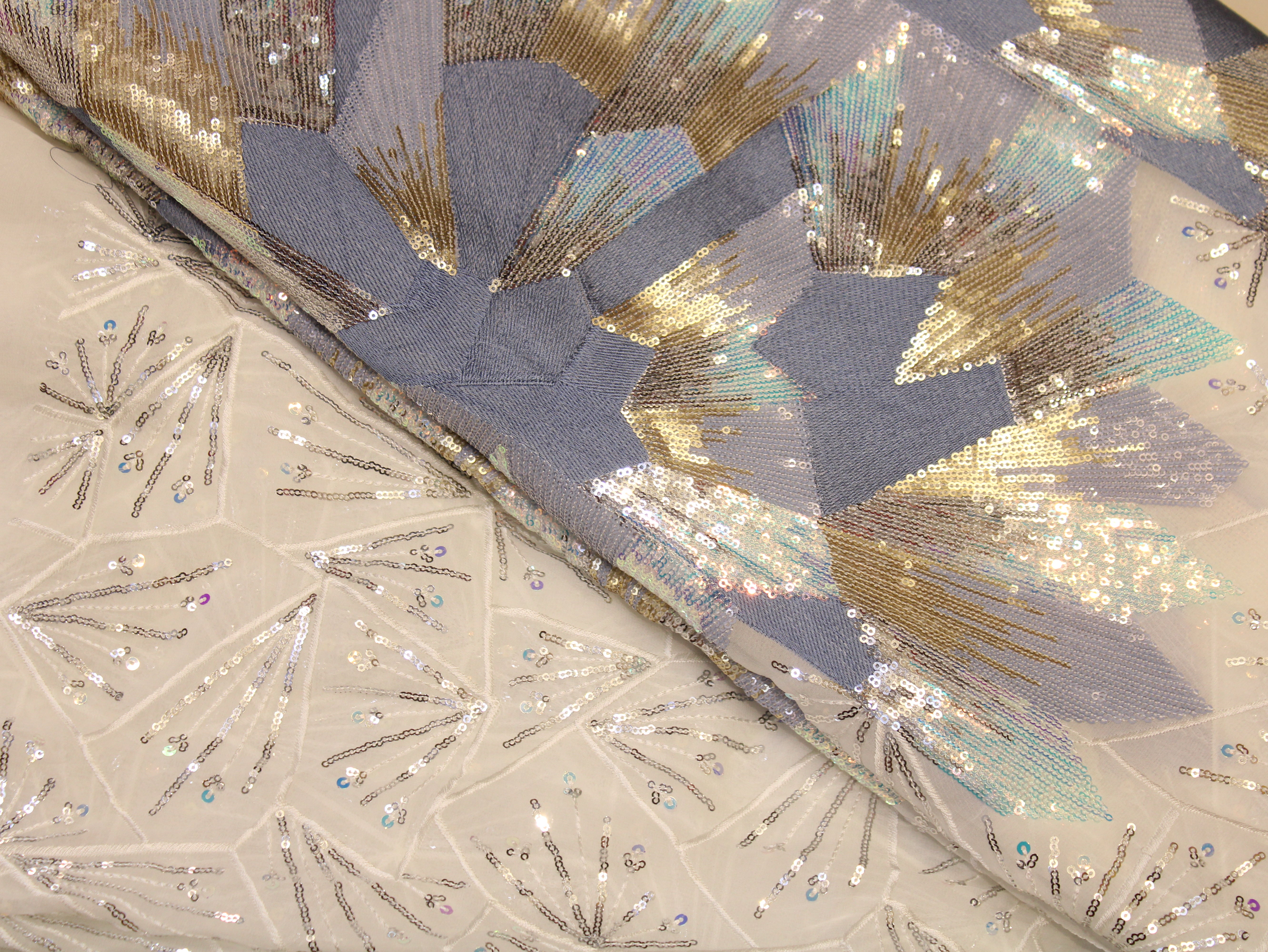 Pure Georgette Panel Embroidery & Allover Sequin Fabric | 56 Inch | Crystal Work