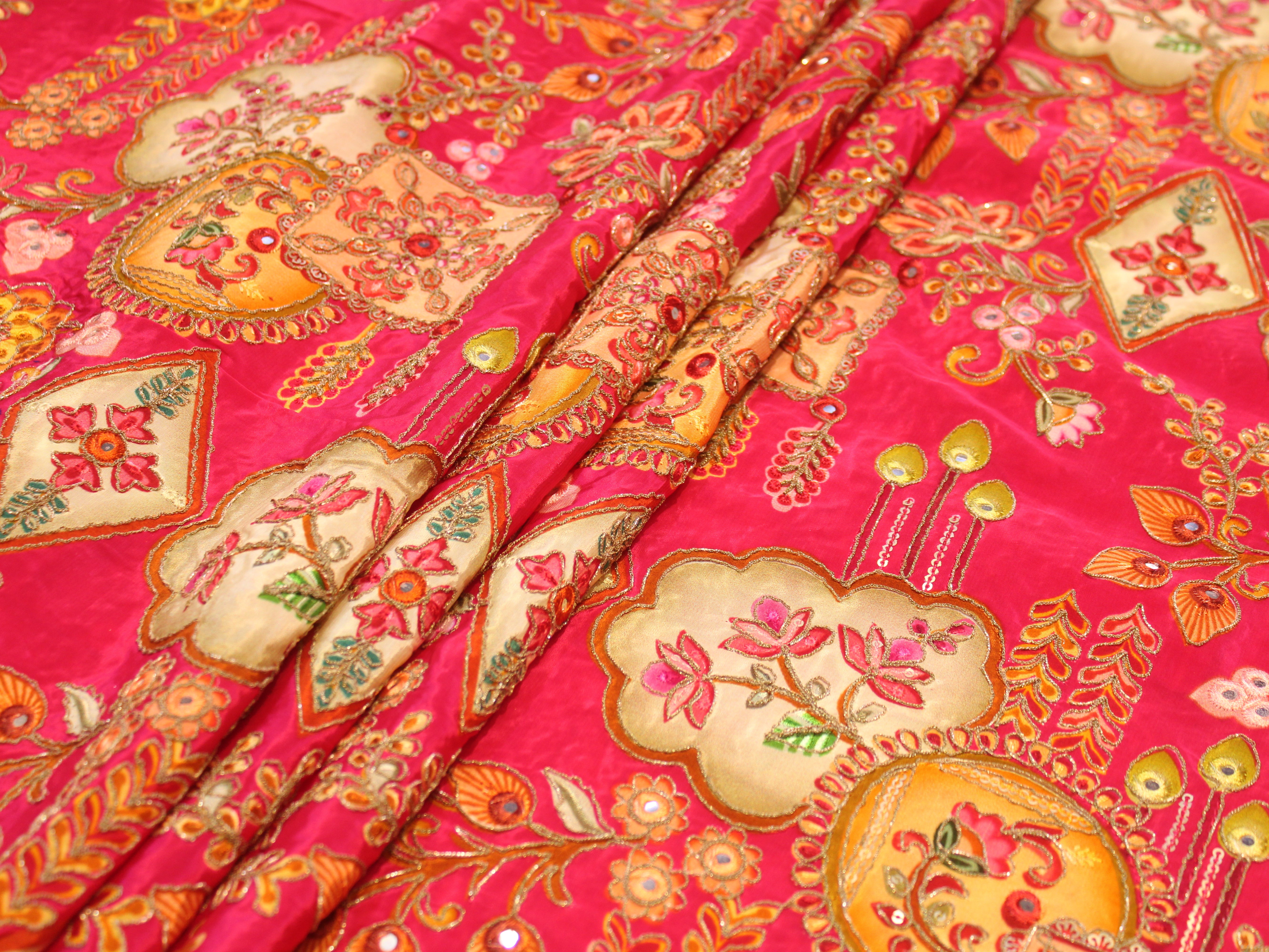 Natural Crepe Position Cording Work Fabric | 44 Inch | Rani