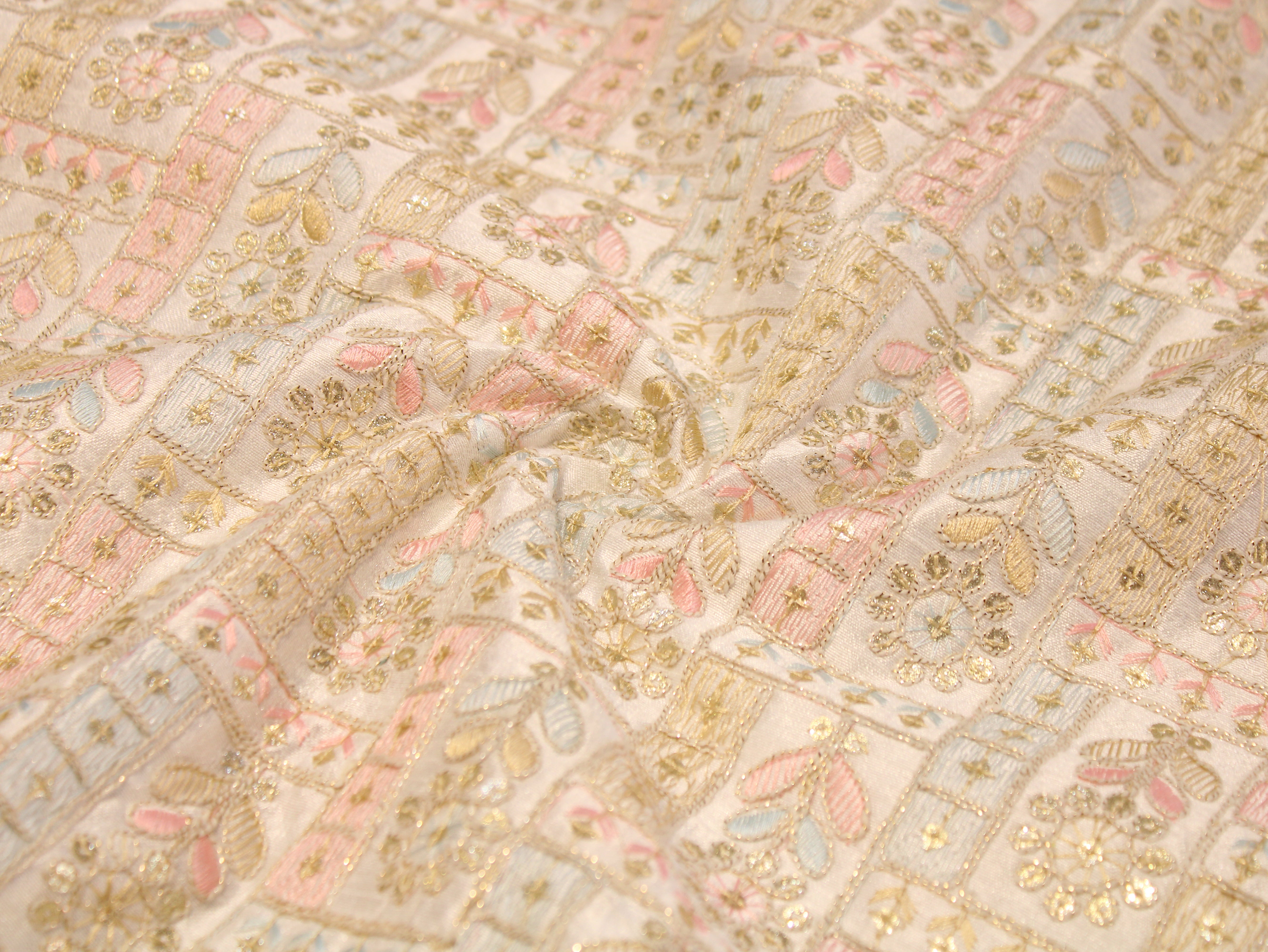 Dupion Silk Multi Shade Thread & Sequin Fabric