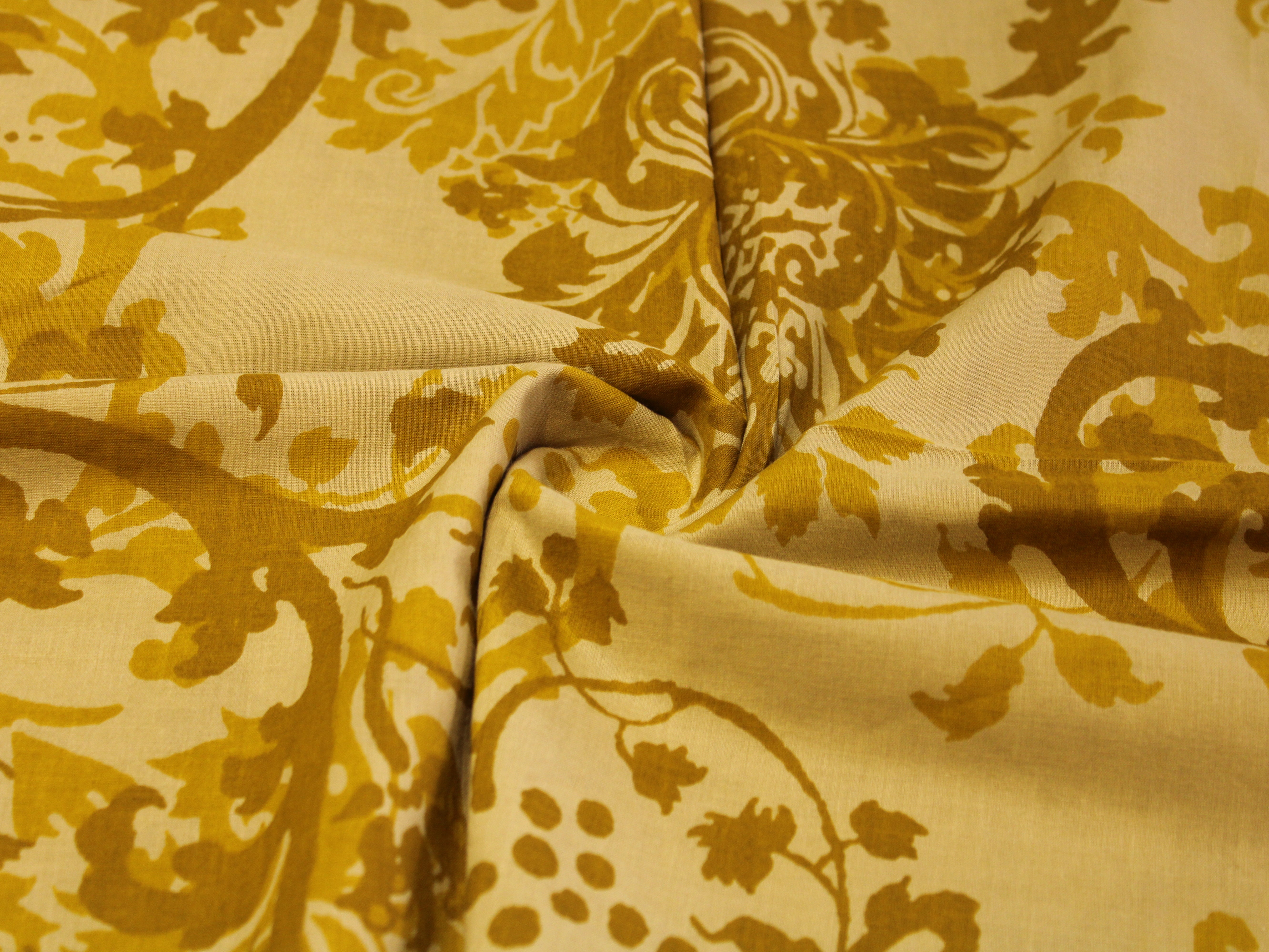 Pure Cotton Cambric Printed Fabric | 44 Inch | 60×60 Count | Yellow