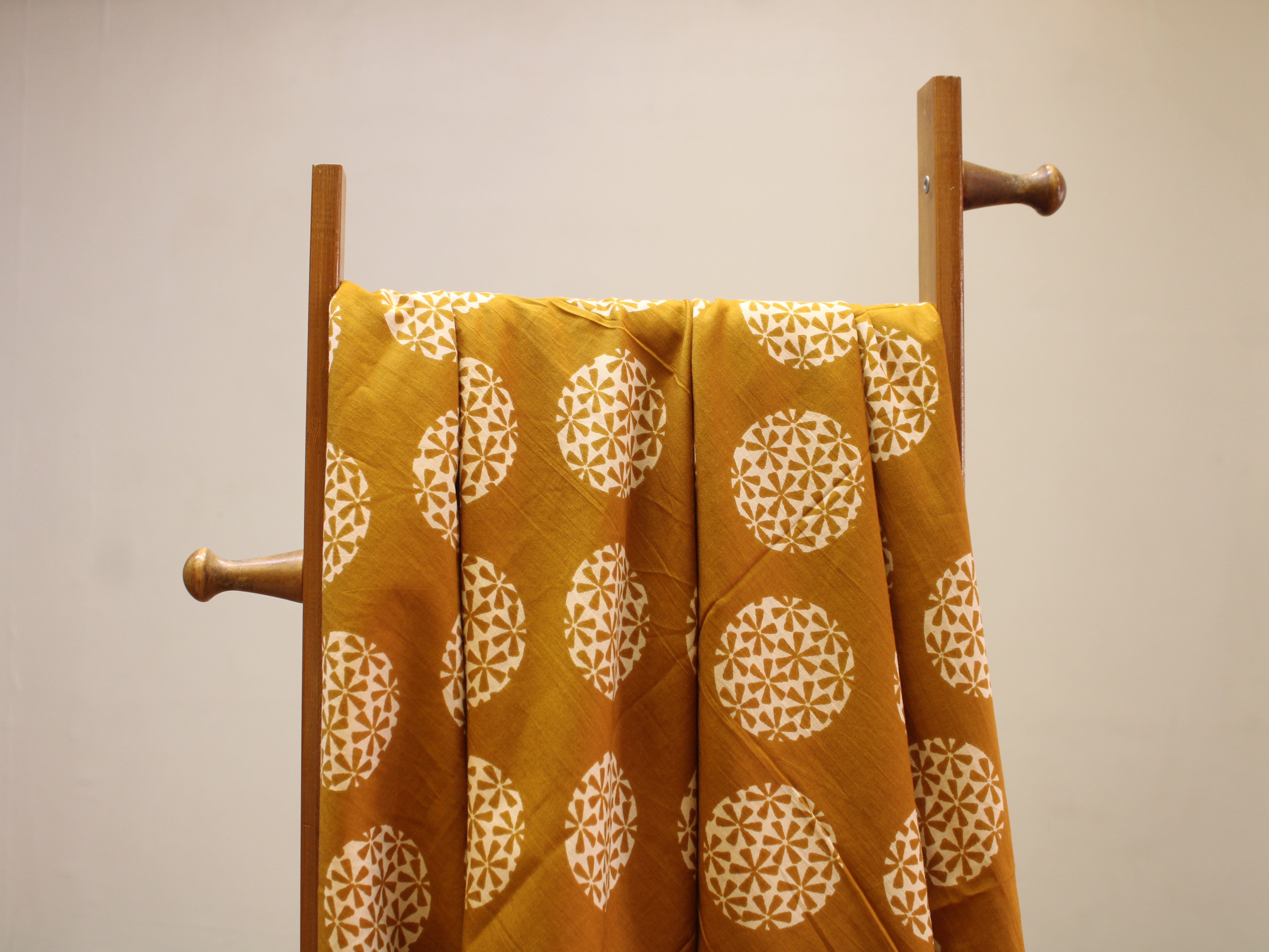Pure Cotton Cambric Printed Fabric | 44 Inch | 60×60 Count | Mustard