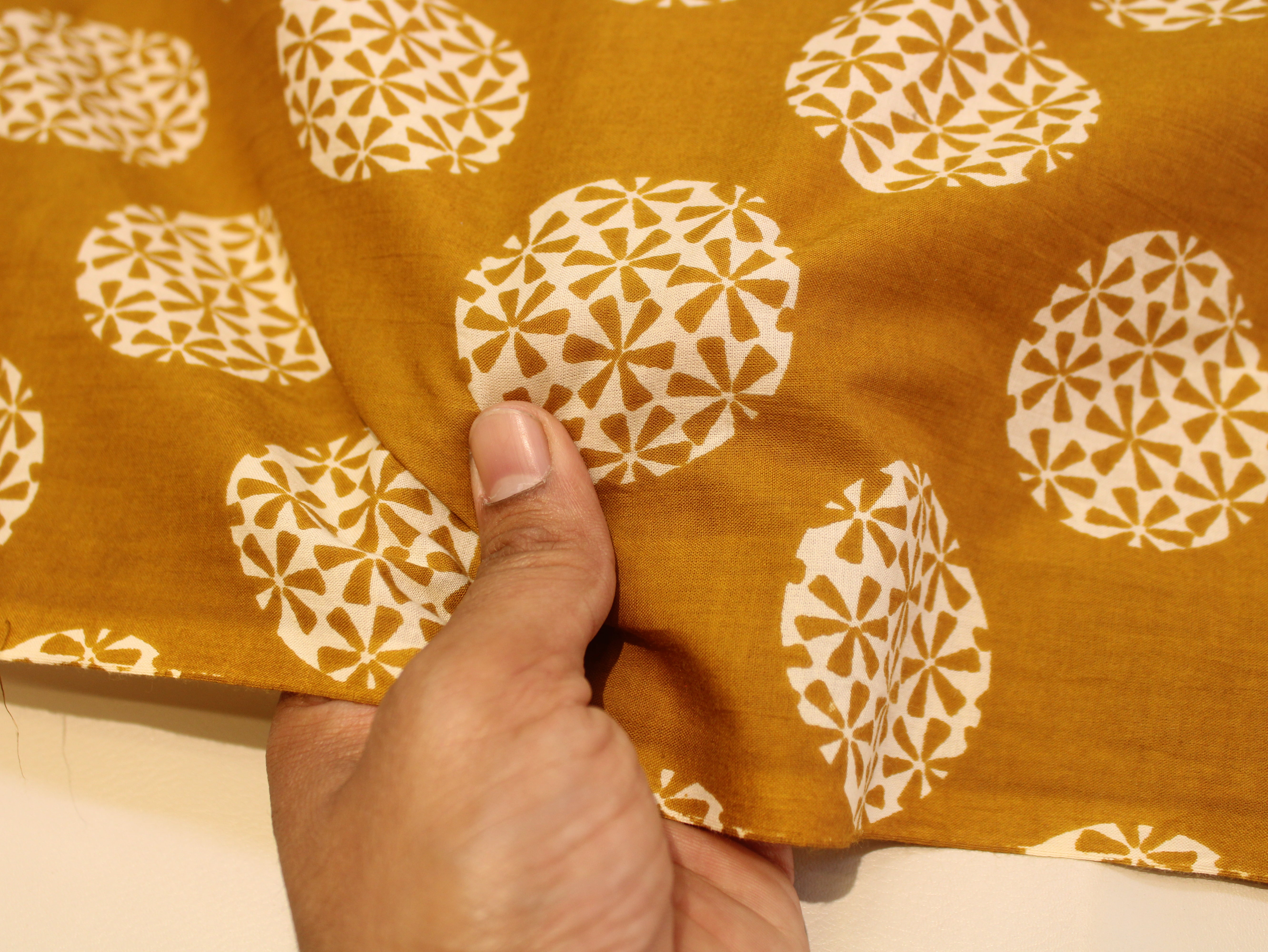Pure Cotton Cambric Printed Fabric | 44 Inch | 60×60 Count | Mustard
