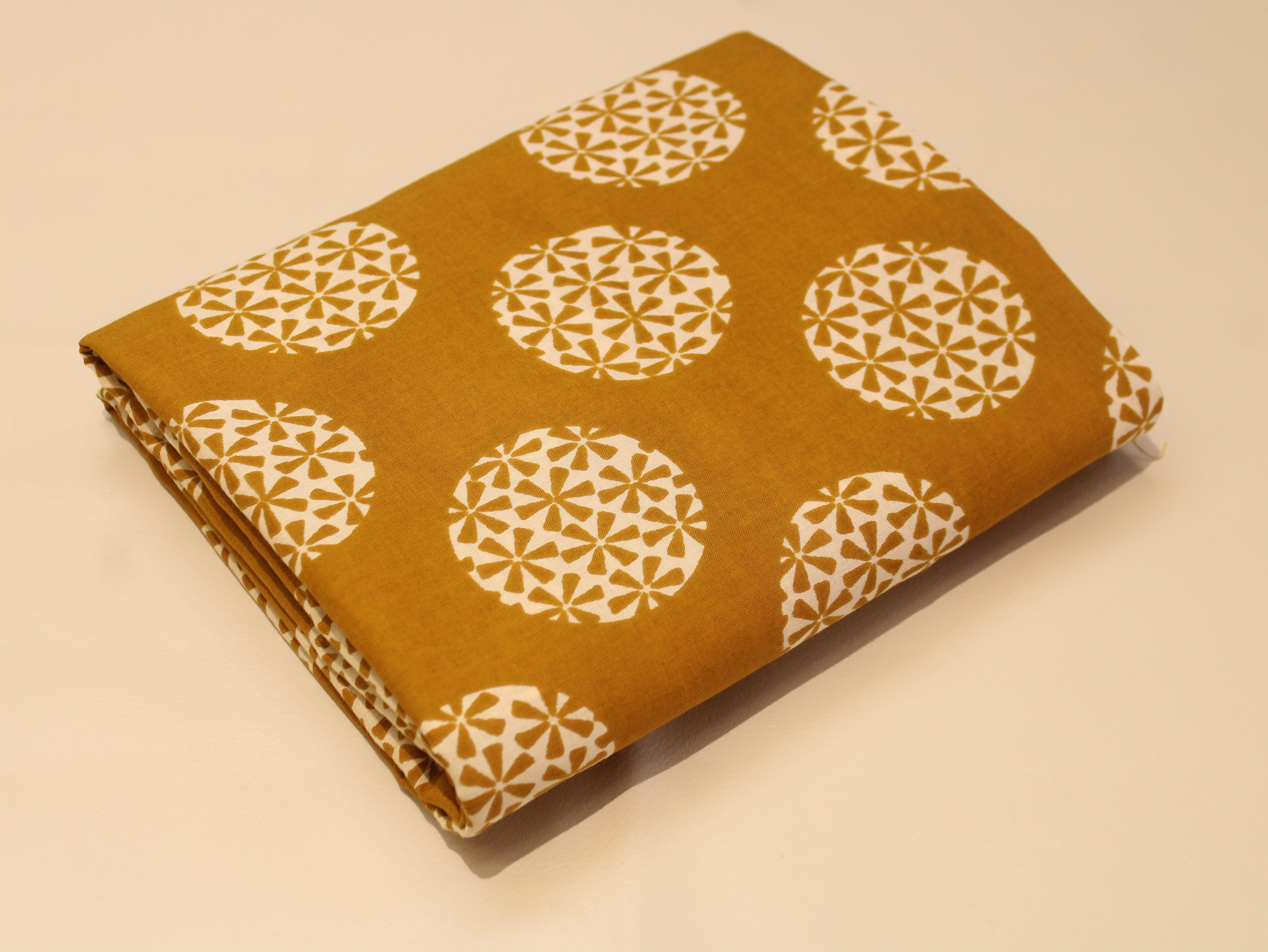 Pure Cotton Cambric Printed Fabric | 44 Inch | 60×60 Count | Mustard