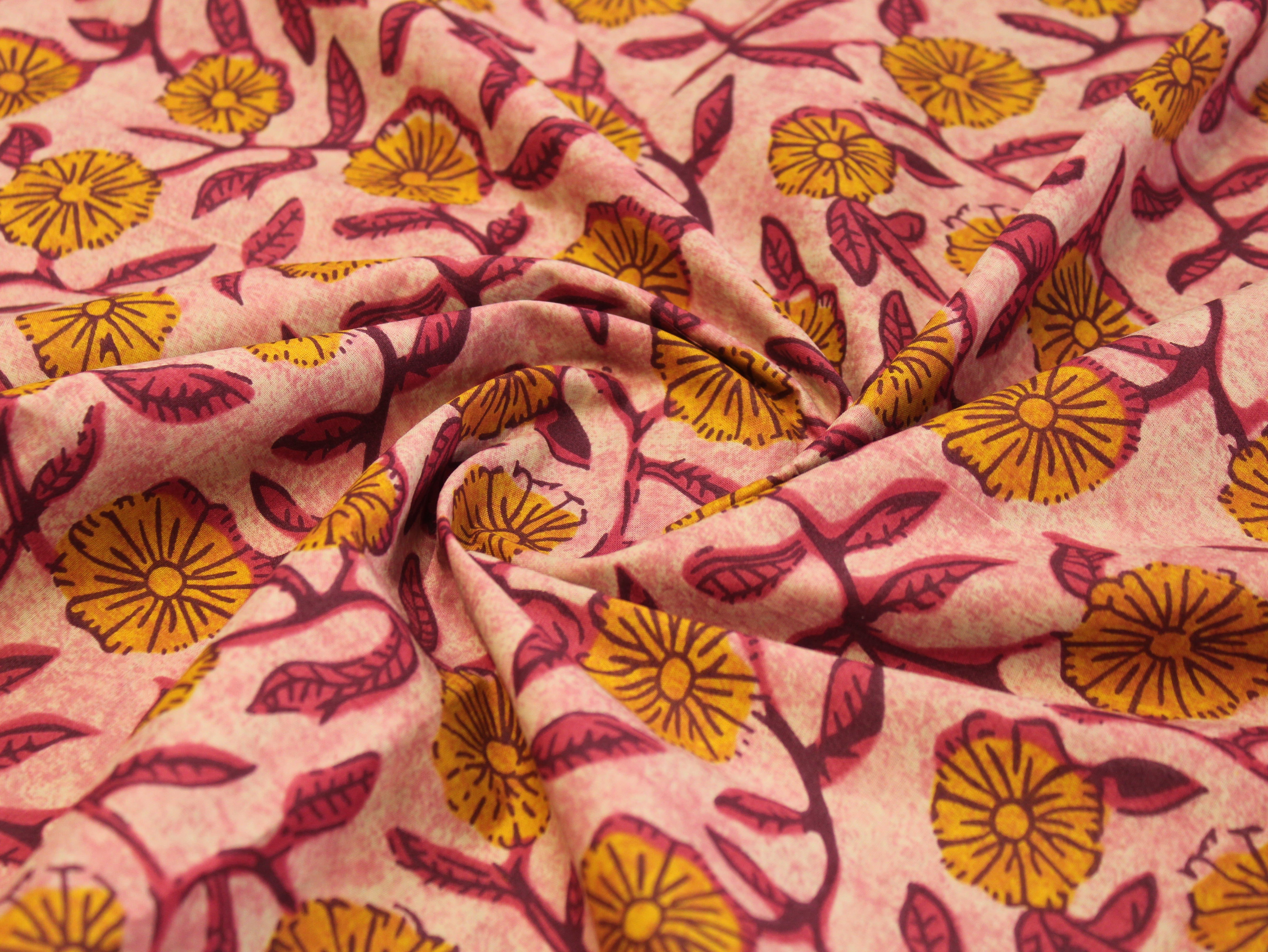 Pure Cotton Cambric Printed Fabric | 44 Inch | 60×60 Count | Pastel Pink