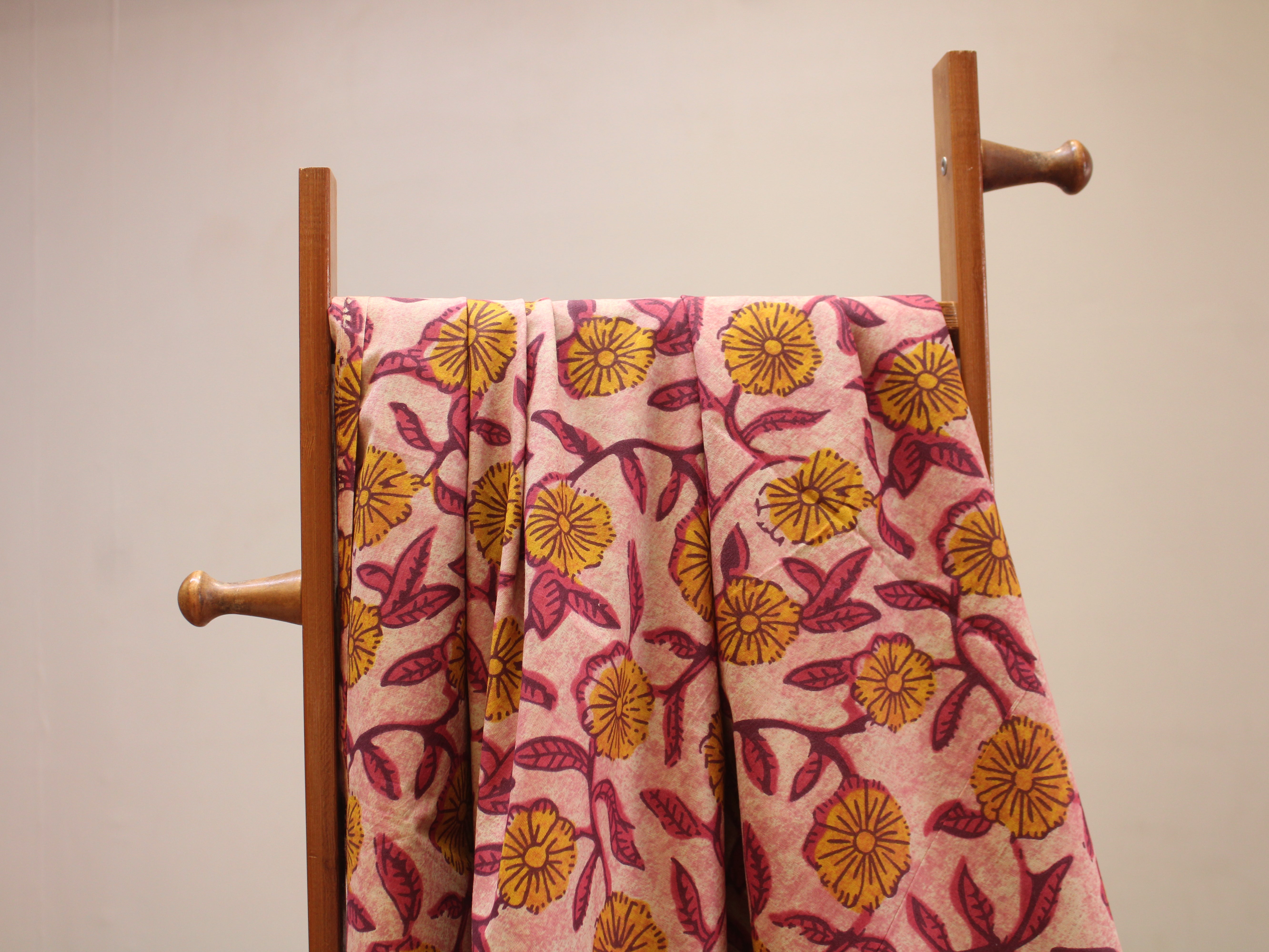 Pure Cotton Cambric Printed Fabric | 44 Inch | 60×60 Count | Pastel Pink